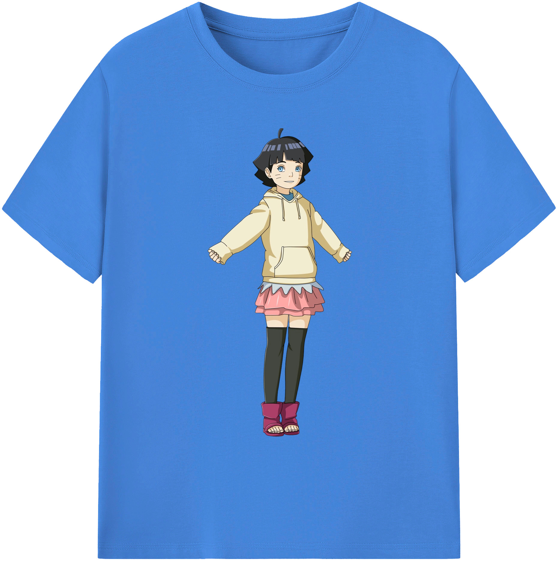 （画像用） NARUTO -ナルト- うずまき ヒマワリ Uzumaki Himawari 綿100％ メンズ半袖Tシャツ｜肌触りやわらか＆通気性
