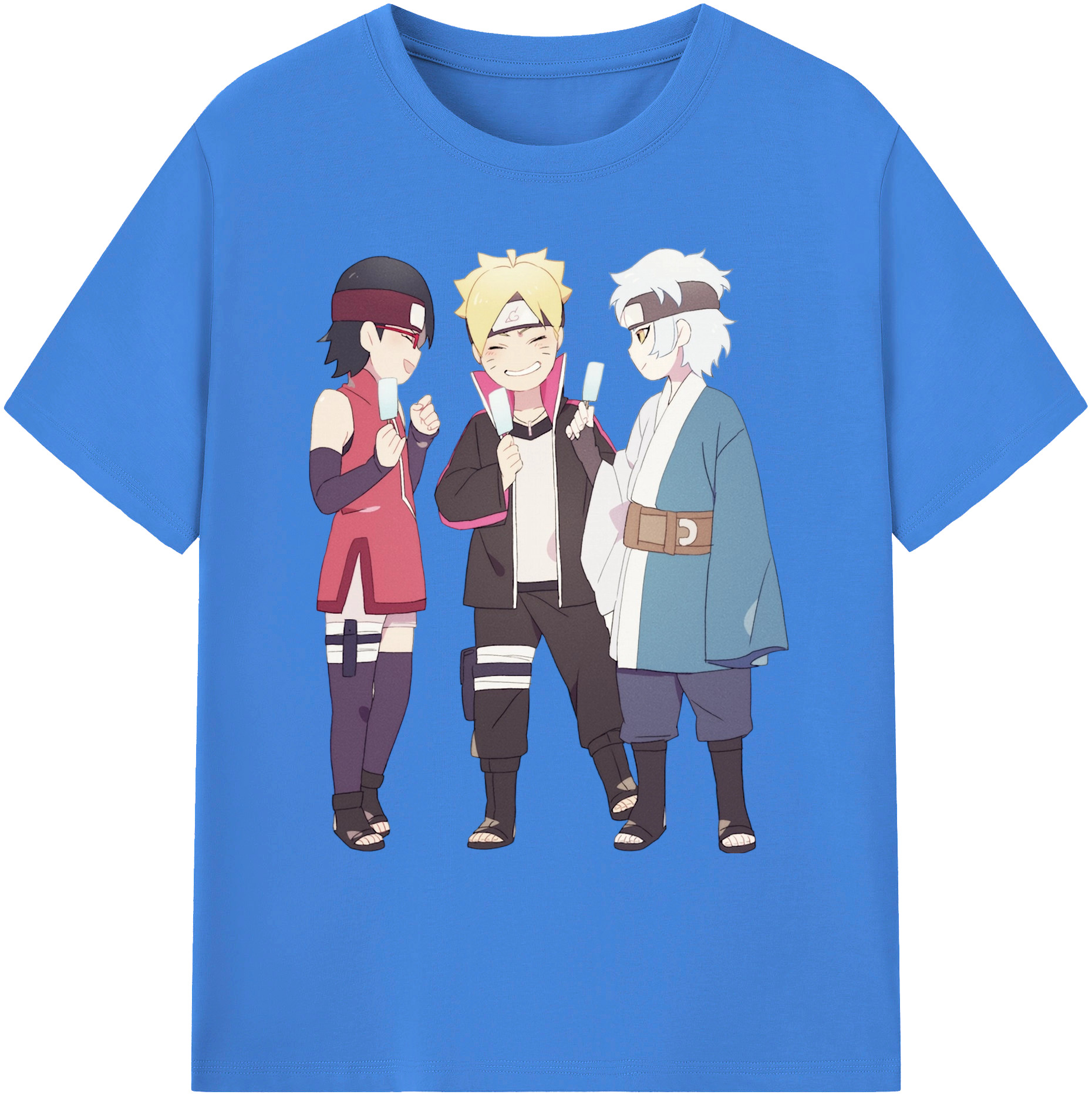 （画像用） NARUTO -ナルト- うちは サラダ Uchiha Sarada 綿100％ メンズ半袖Tシャツ｜肌触りやわらか＆通気性