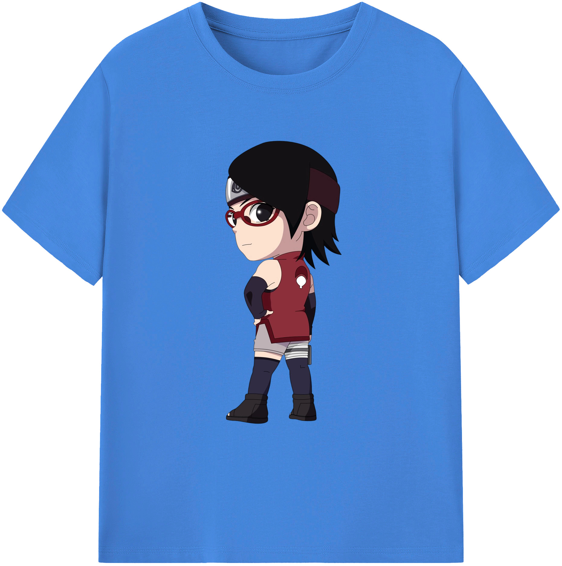 （画像用） NARUTO -ナルト- うちは サラダ Uchiha Sarada 綿100％ メンズ半袖Tシャツ｜肌触りやわらか＆通気性