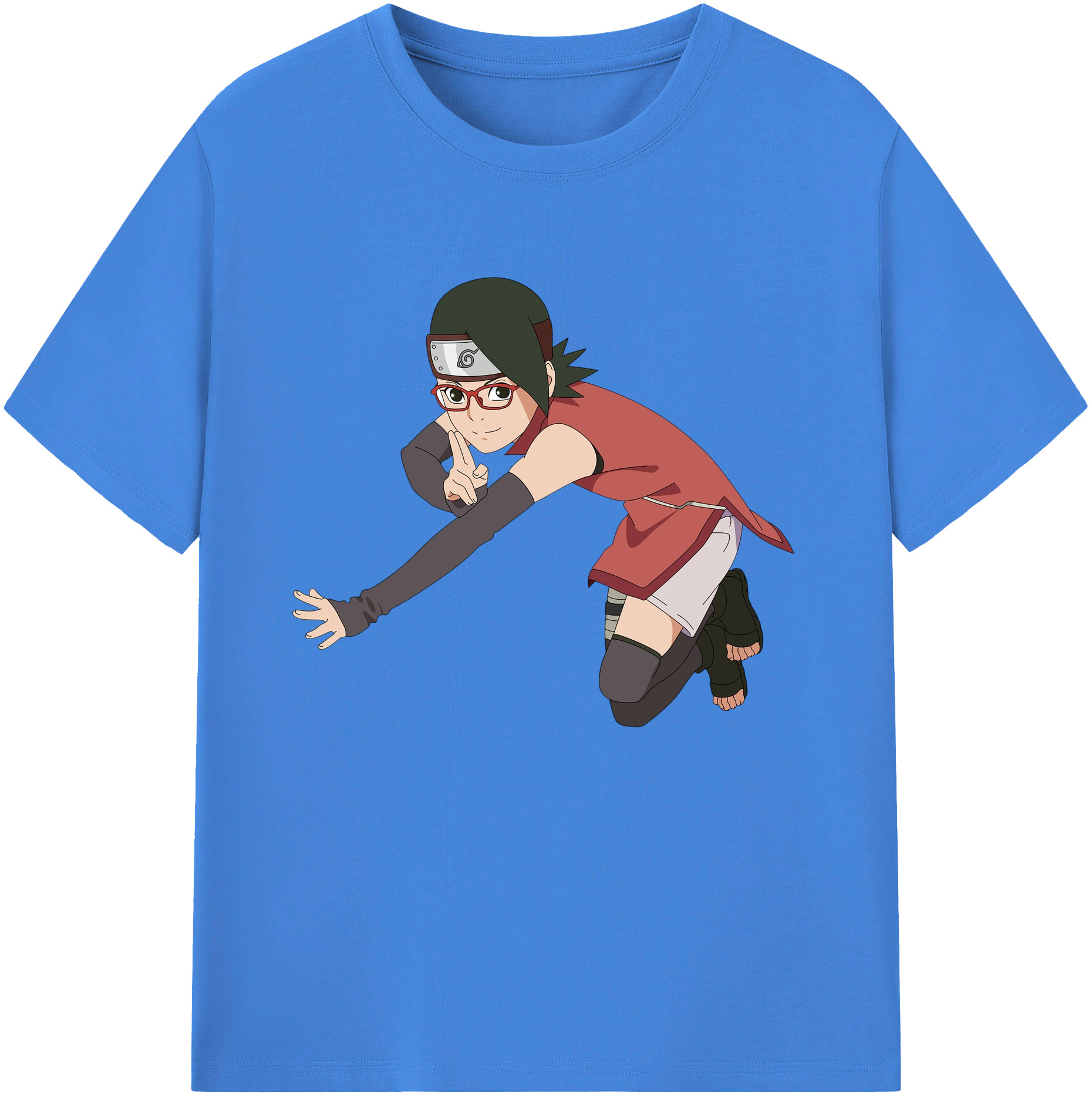 （画像用） NARUTO -ナルト- うちは サラダ Uchiha Sarada 綿100％ メンズ半袖Tシャツ｜肌触りやわらか＆通気性