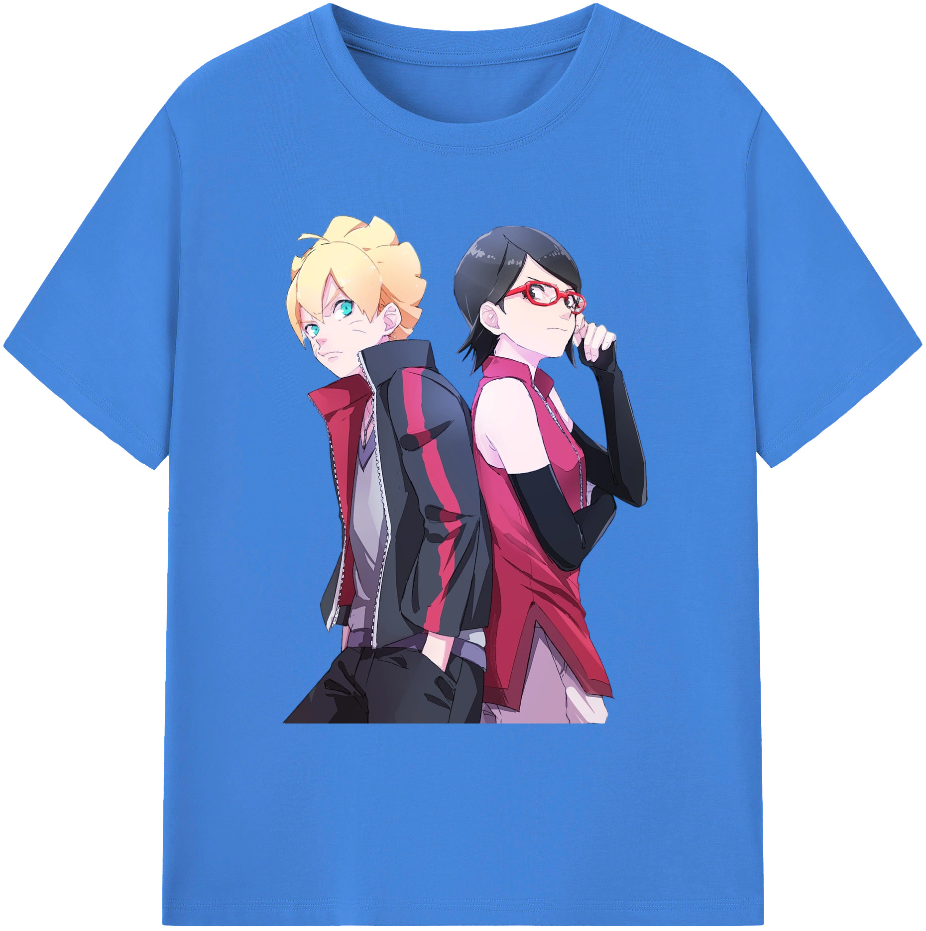 （画像用） NARUTO -ナルト- うちは サラダ Uchiha Sarada 綿100％ メンズ半袖Tシャツ｜肌触りやわらか＆通気性