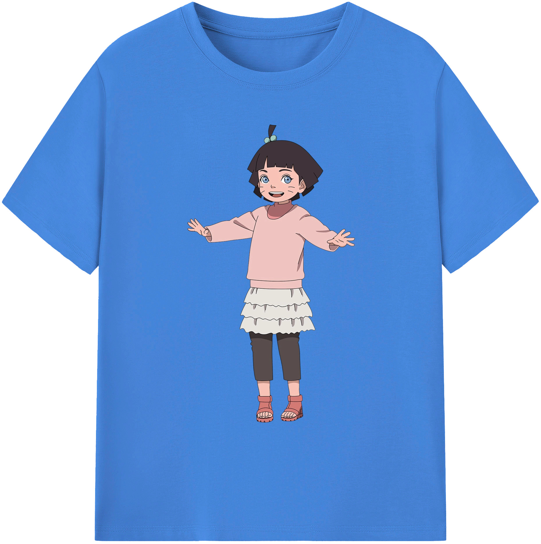 （画像用） NARUTO -ナルト- うずまき ヒマワリ Uzumaki Himawari 綿100％ メンズ半袖Tシャツ｜肌触りやわらか＆通気性