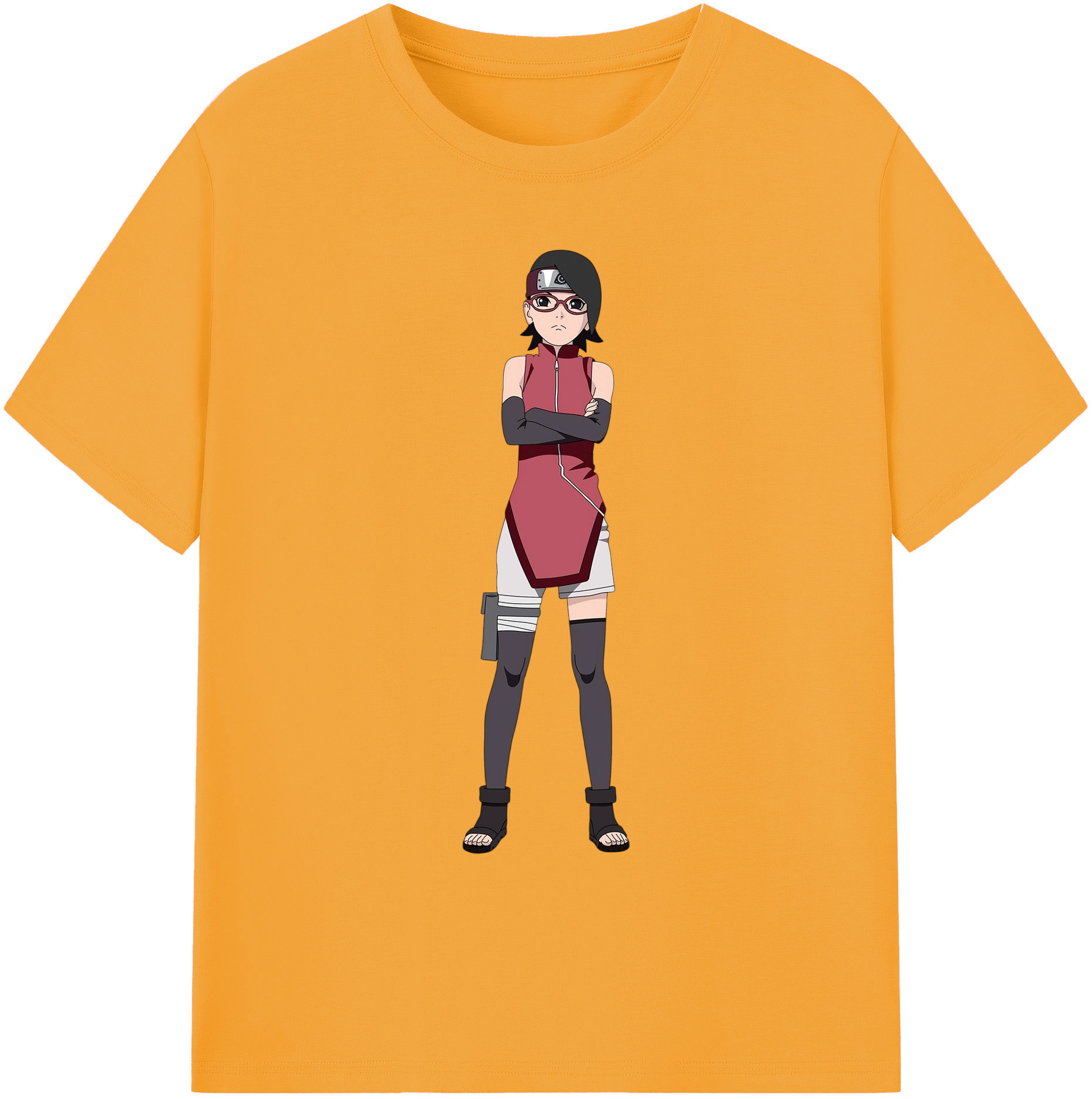 （画像用） NARUTO -ナルト- うちは サラダ Uchiha Sarada 綿100％ メンズ半袖Tシャツ｜肌触りやわらか＆通気性