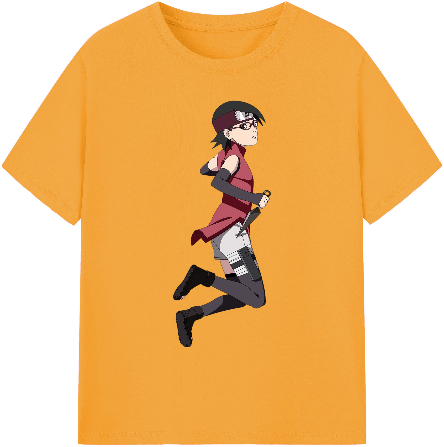 （画像用） NARUTO -ナルト- うちは サラダ Uchiha Sarada 綿100％ メンズ半袖Tシャツ｜肌触りやわらか＆通気性