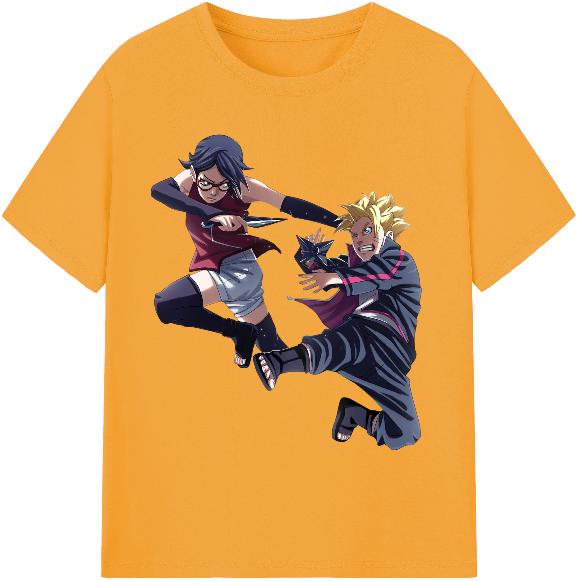 （画像用） NARUTO -ナルト- うちは サラダ Uchiha Sarada 綿100％ メンズ半袖Tシャツ｜肌触りやわらか＆通気性