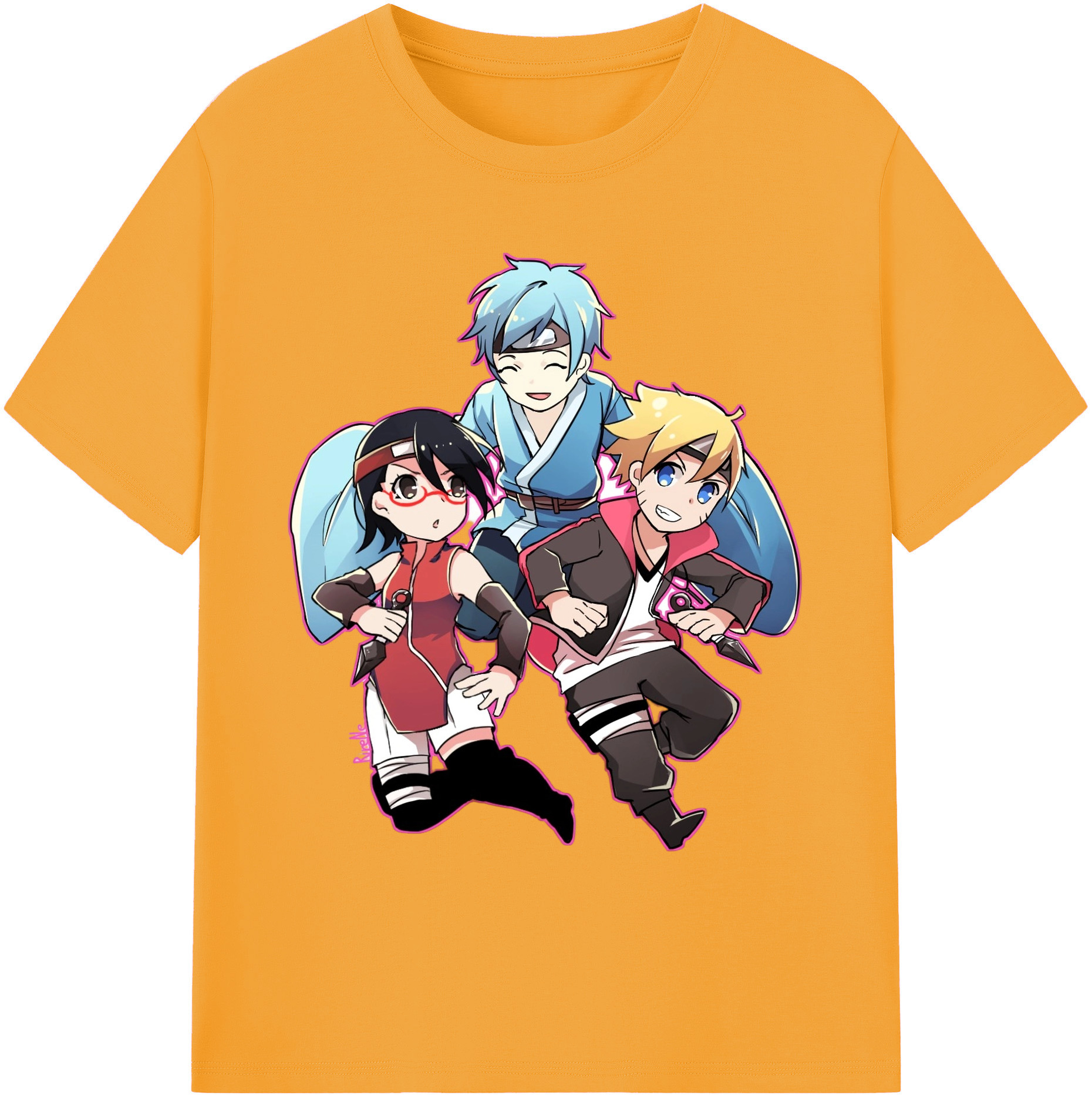 （画像用） NARUTO -ナルト- うちは サラダ Uchiha Sarada 綿100％ メンズ半袖Tシャツ｜肌触りやわらか＆通気性