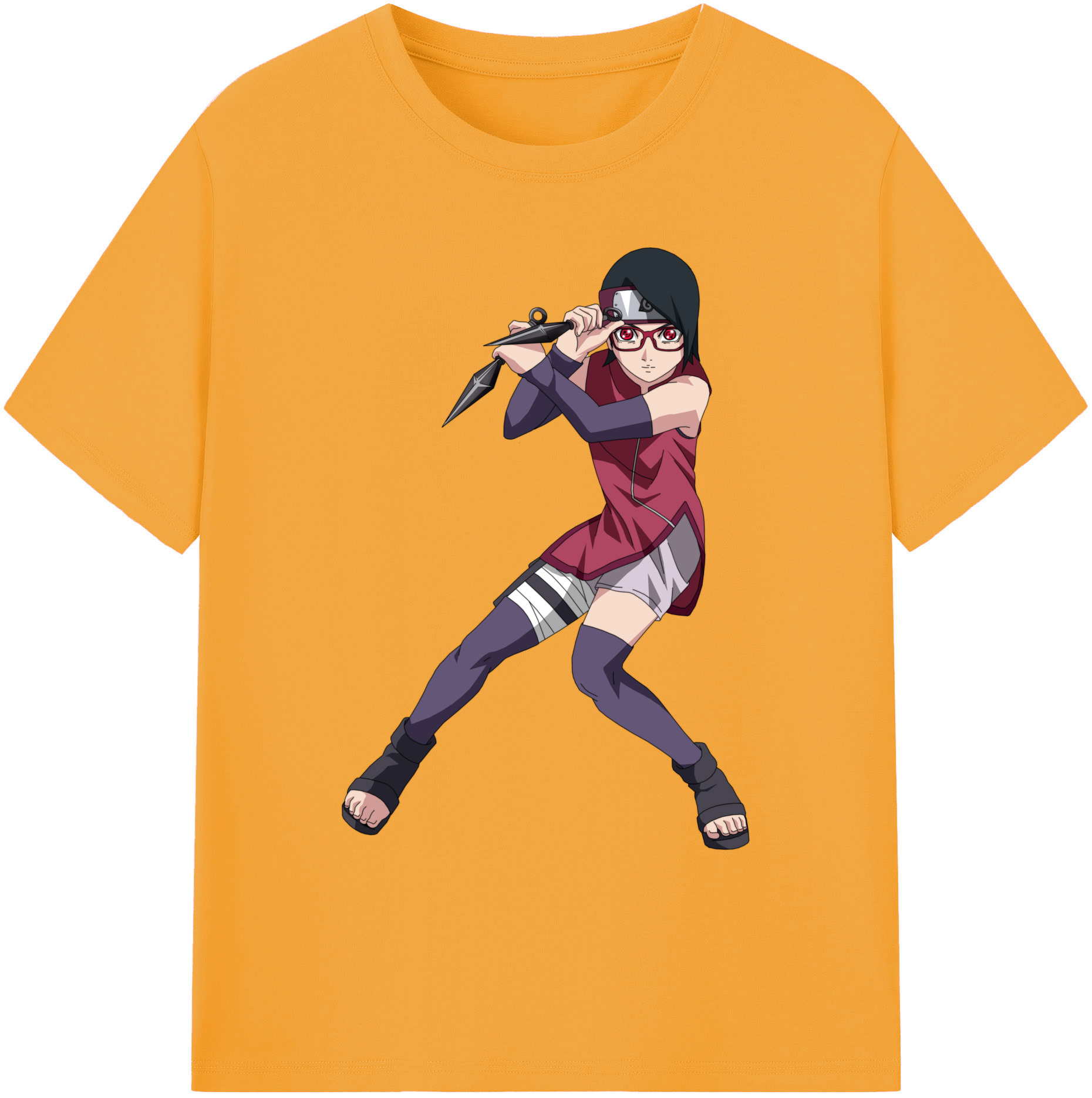 （画像用） NARUTO -ナルト- うちは サラダ Uchiha Sarada 綿100％ メンズ半袖Tシャツ｜肌触りやわらか＆通気性