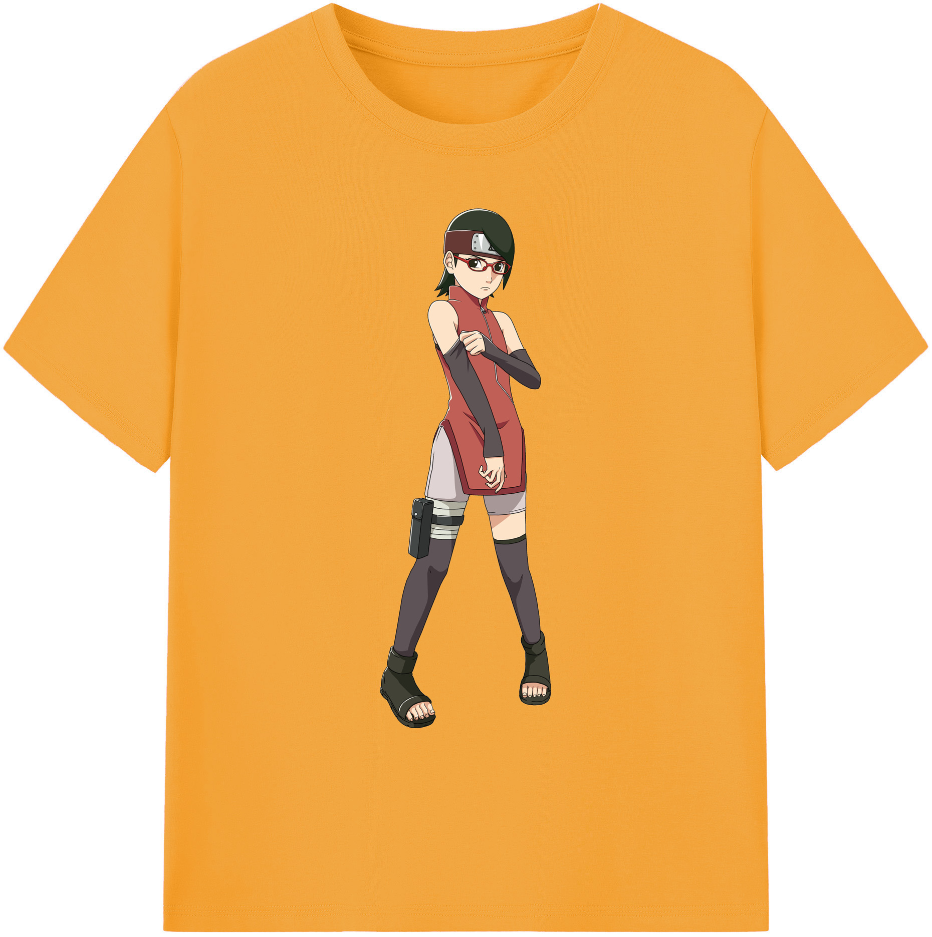（画像用） NARUTO -ナルト- うちは サラダ Uchiha Sarada 綿100％ メンズ半袖Tシャツ｜肌触りやわらか＆通気性