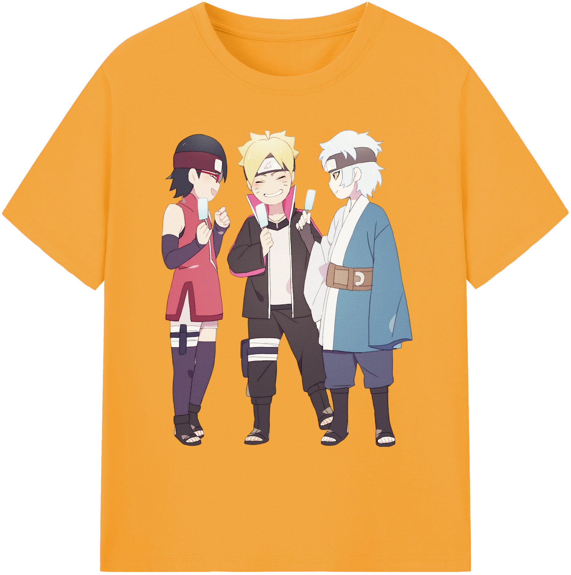 （画像用） NARUTO -ナルト- うちは サラダ Uchiha Sarada 綿100％ メンズ半袖Tシャツ｜肌触りやわらか＆通気性