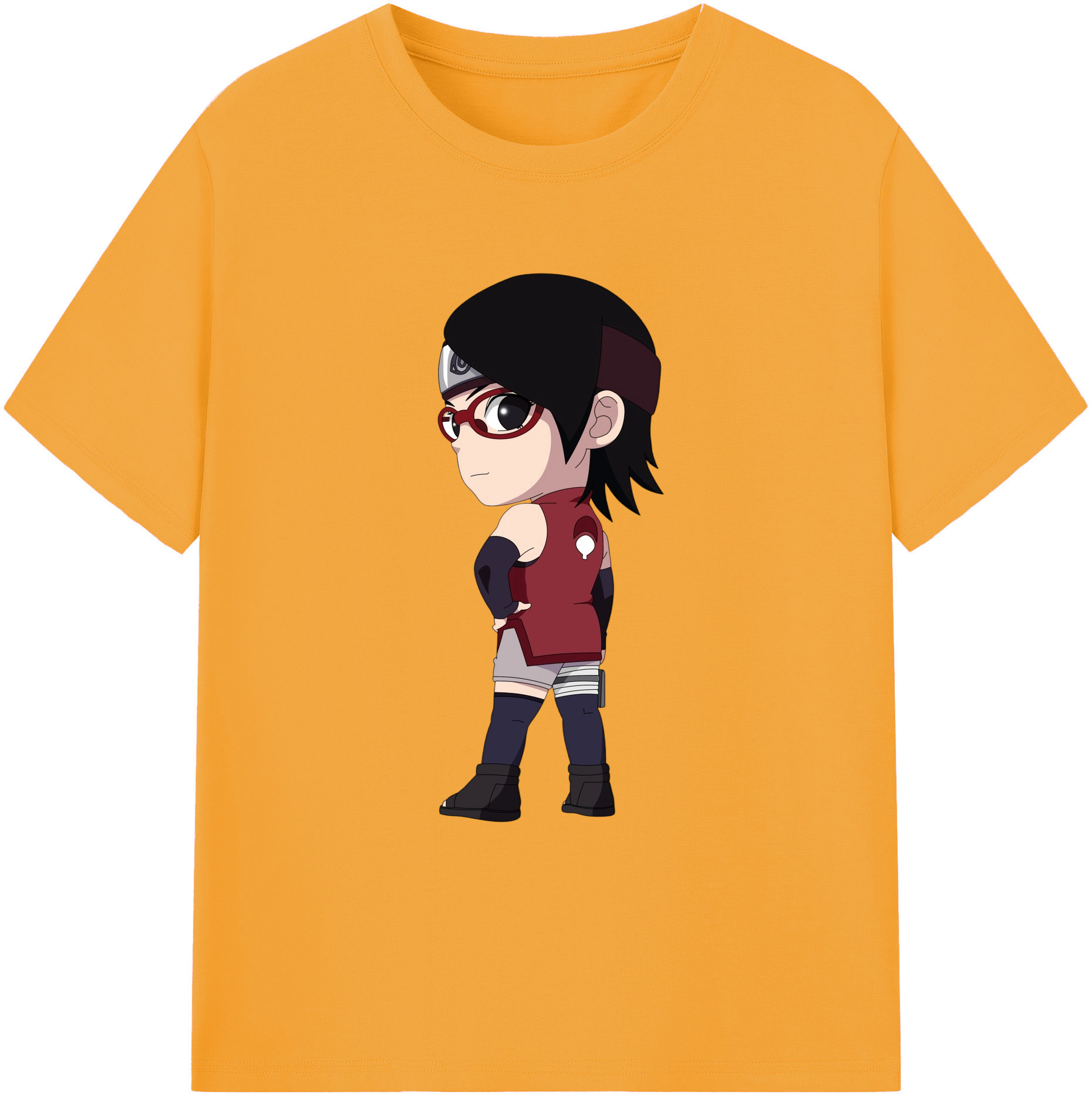 （画像用） NARUTO -ナルト- うちは サラダ Uchiha Sarada 綿100％ メンズ半袖Tシャツ｜肌触りやわらか＆通気性