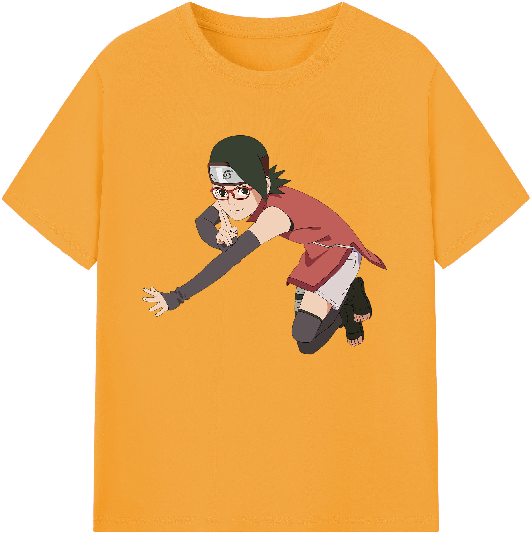 （画像用） NARUTO -ナルト- うちは サラダ Uchiha Sarada 綿100％ メンズ半袖Tシャツ｜肌触りやわらか＆通気性