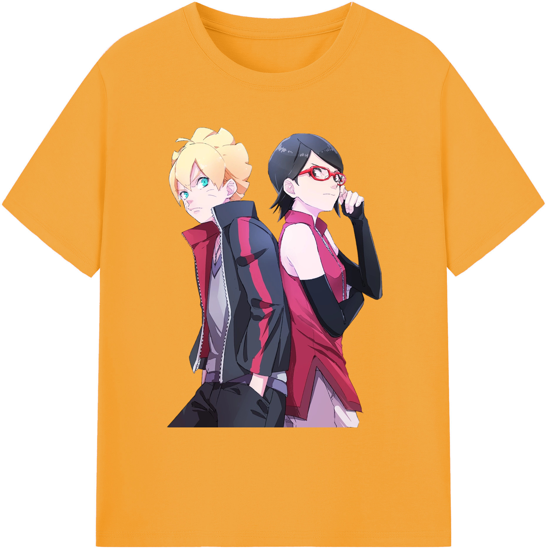 （画像用） NARUTO -ナルト- うちは サラダ Uchiha Sarada 綿100％ メンズ半袖Tシャツ｜肌触りやわらか＆通気性