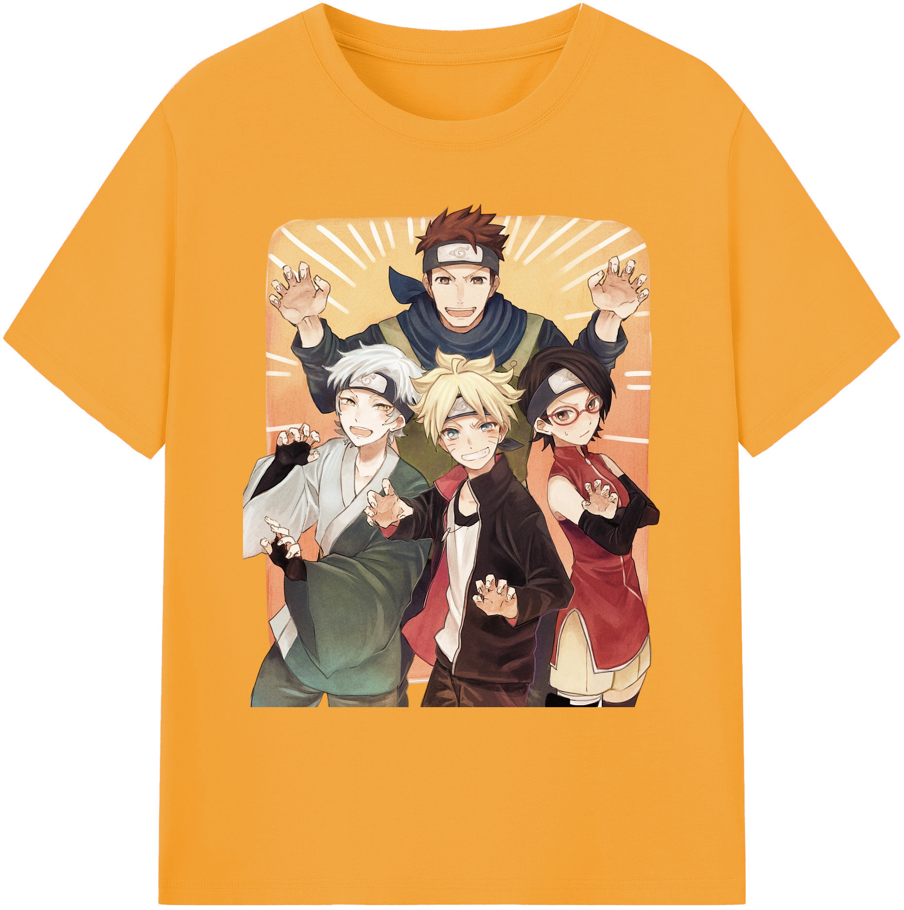 （画像用） NARUTO -ナルト- うちは サラダ Uchiha Sarada 綿100％ メンズ半袖Tシャツ｜肌触りやわらか＆通気性