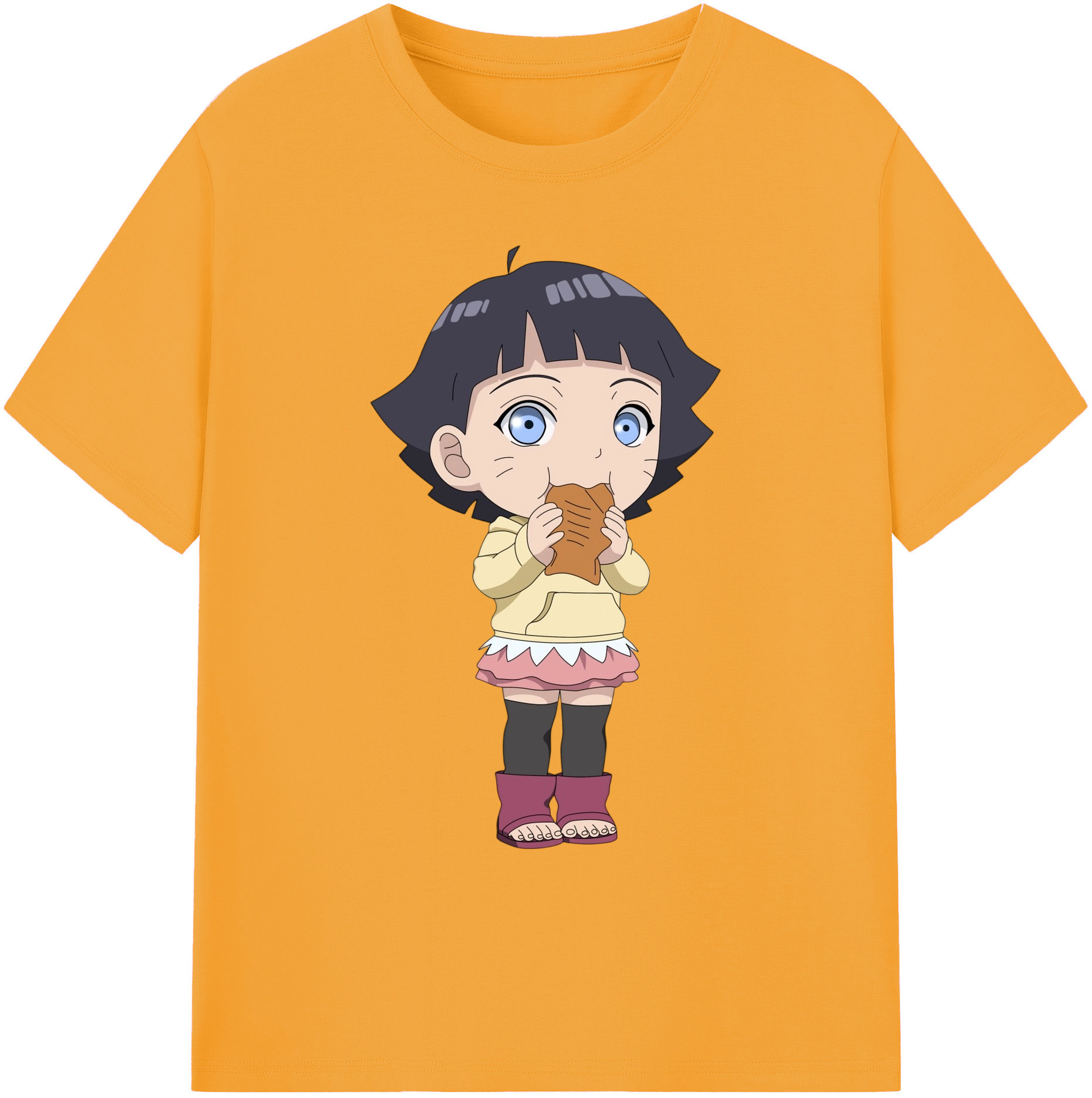 （画像用） NARUTO -ナルト- うずまき ヒマワリ Uzumaki Himawari 綿100％ メンズ半袖Tシャツ｜肌触りやわらか＆通気性