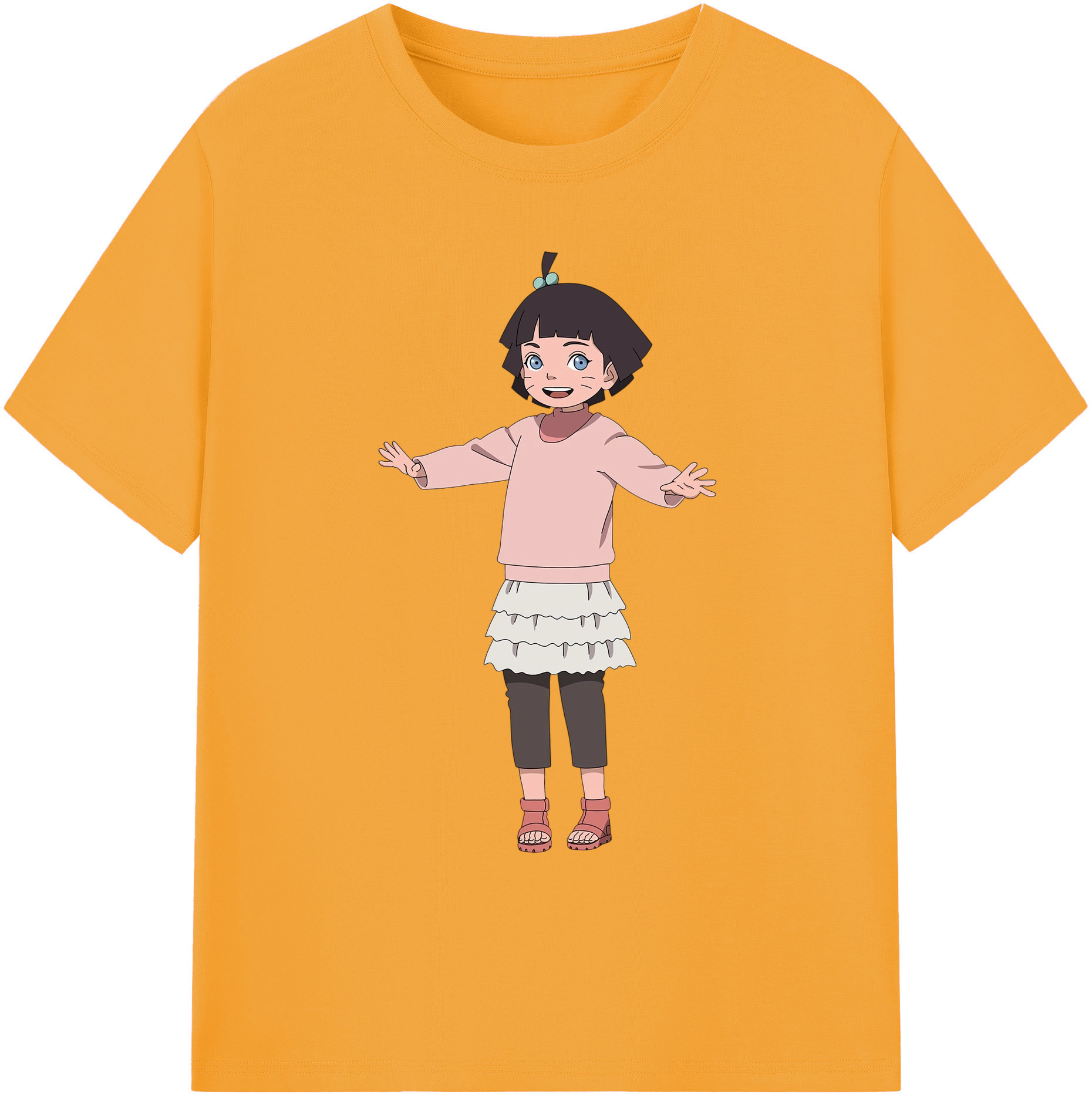 （画像用） NARUTO -ナルト- うずまき ヒマワリ Uzumaki Himawari 綿100％ メンズ半袖Tシャツ｜肌触りやわらか＆通気性
