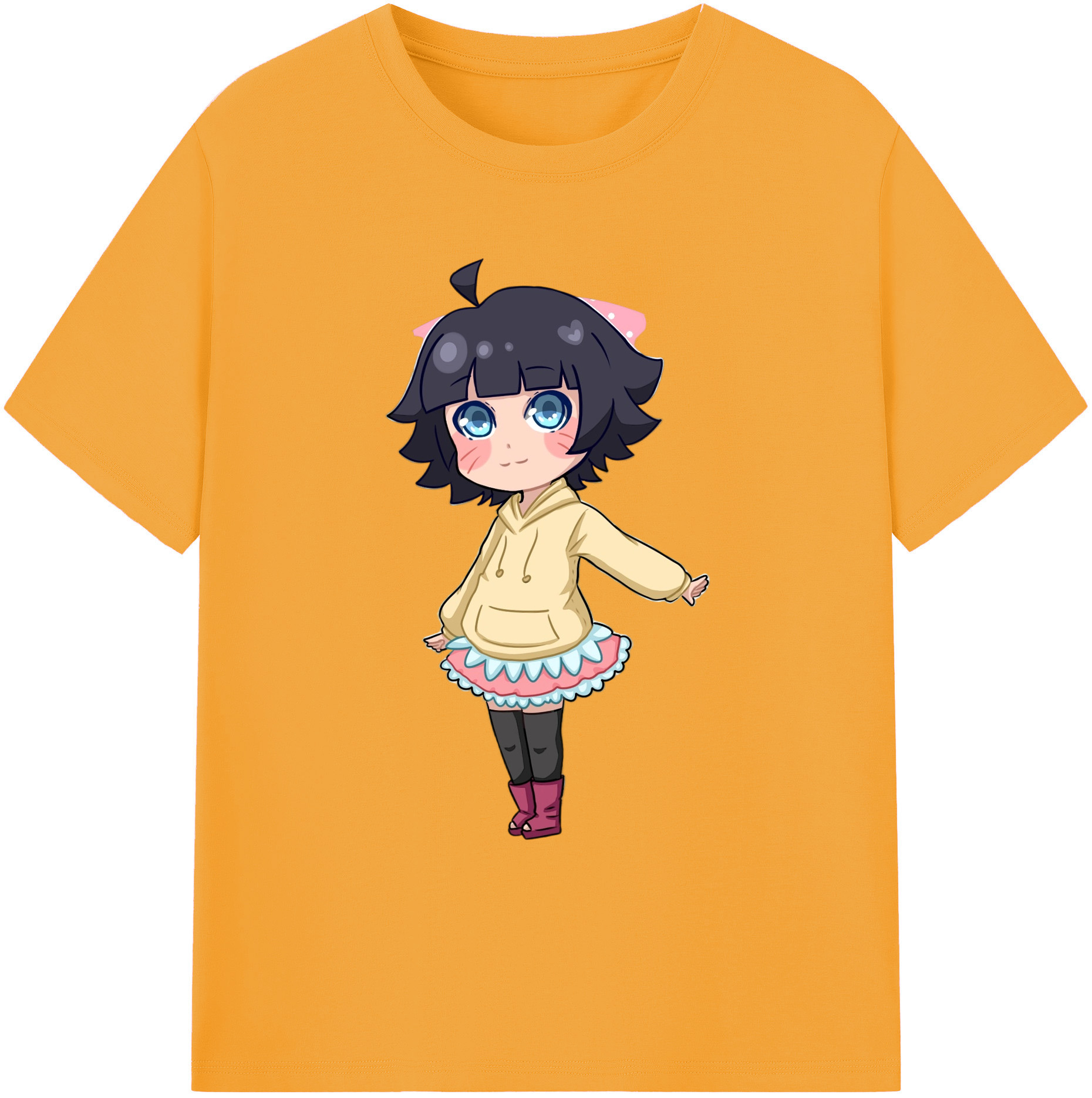 （画像用） NARUTO -ナルト- うずまき ヒマワリ Uzumaki Himawari 綿100％ メンズ半袖Tシャツ｜肌触りやわらか＆通気性
