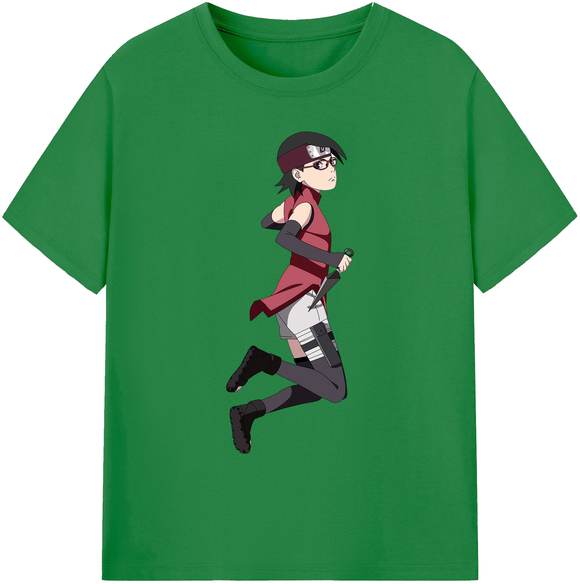 （画像用） NARUTO -ナルト- うちは サラダ Uchiha Sarada 綿100％ メンズ半袖Tシャツ｜肌触りやわらか＆通気性