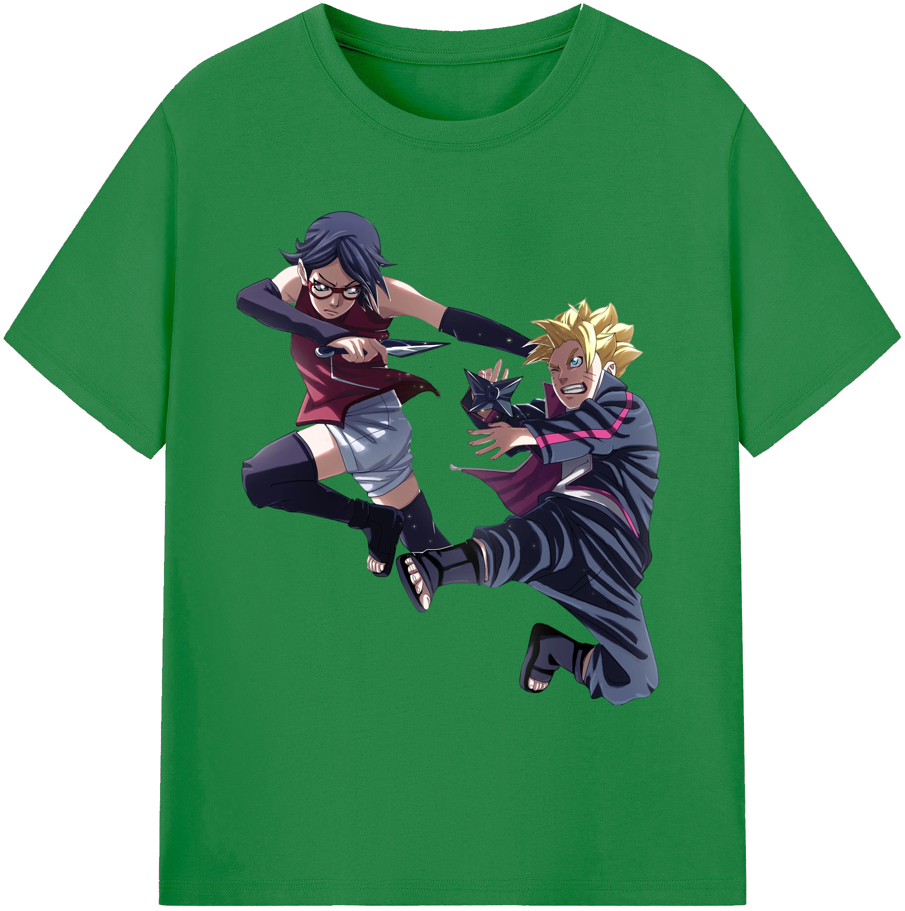 （画像用） NARUTO -ナルト- うちは サラダ Uchiha Sarada 綿100％ メンズ半袖Tシャツ｜肌触りやわらか＆通気性