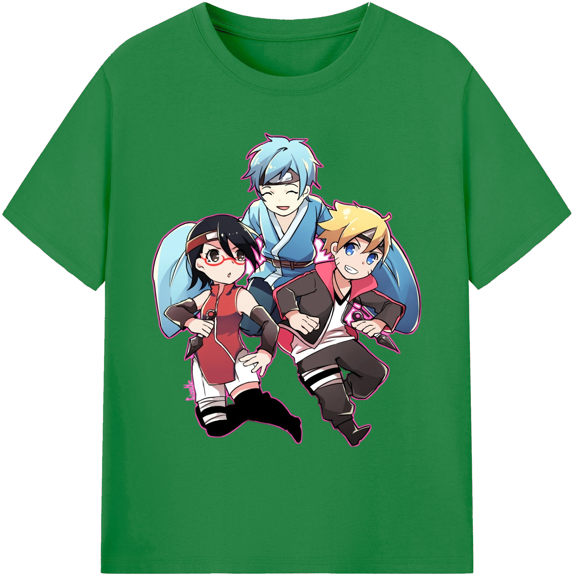 （画像用） NARUTO -ナルト- うちは サラダ Uchiha Sarada 綿100％ メンズ半袖Tシャツ｜肌触りやわらか＆通気性