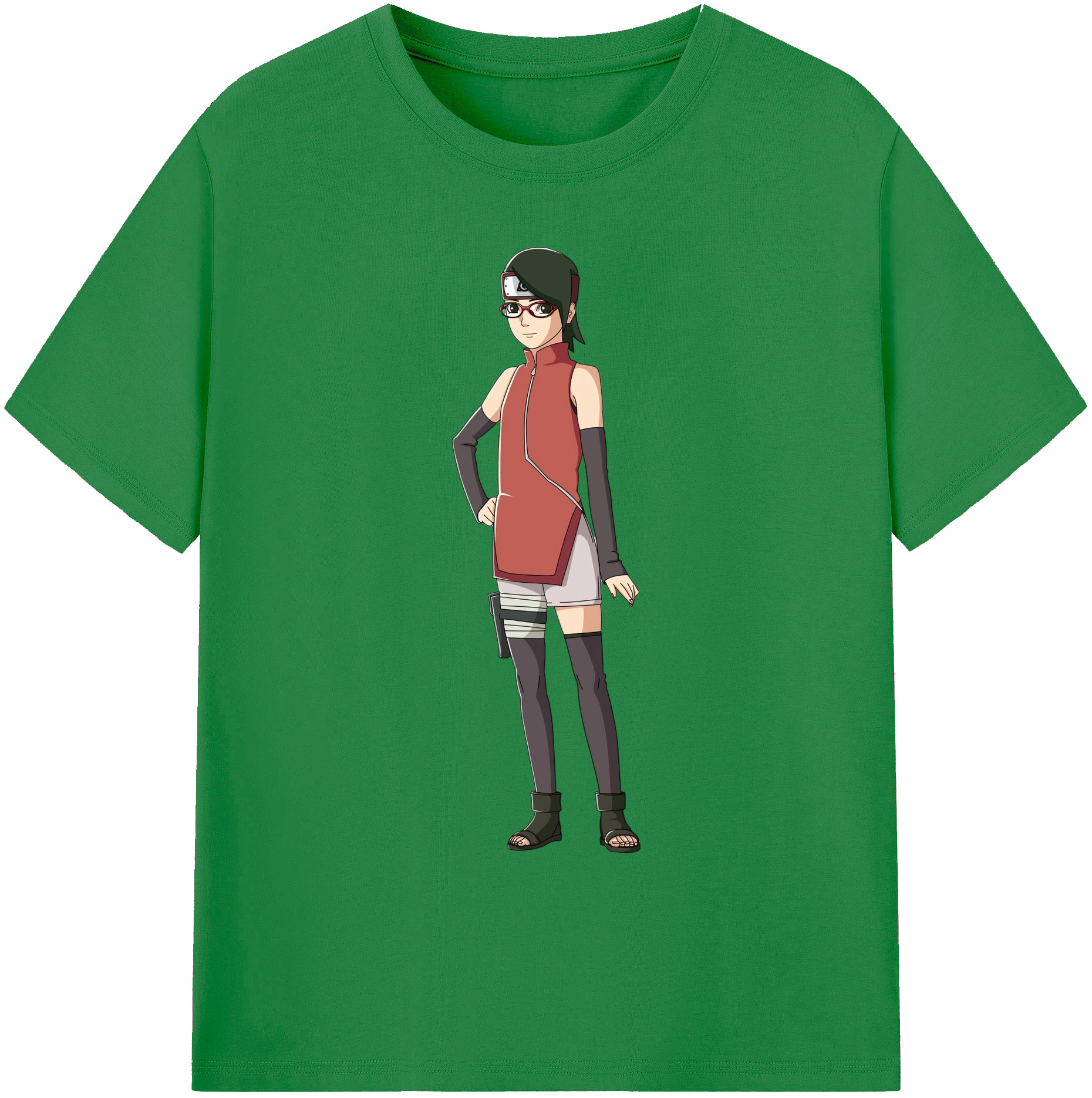 （画像用） NARUTO -ナルト- うちは サラダ Uchiha Sarada 綿100％ メンズ半袖Tシャツ｜肌触りやわらか＆通気性
