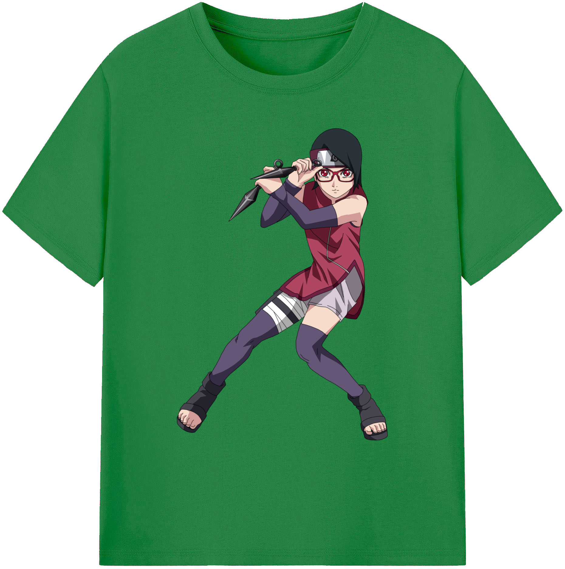 （画像用） NARUTO -ナルト- うちは サラダ Uchiha Sarada 綿100％ メンズ半袖Tシャツ｜肌触りやわらか＆通気性