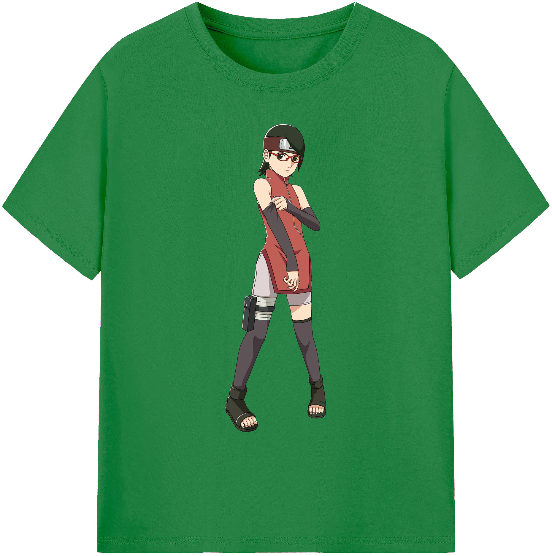 （画像用） NARUTO -ナルト- うちは サラダ Uchiha Sarada 綿100％ メンズ半袖Tシャツ｜肌触りやわらか＆通気性