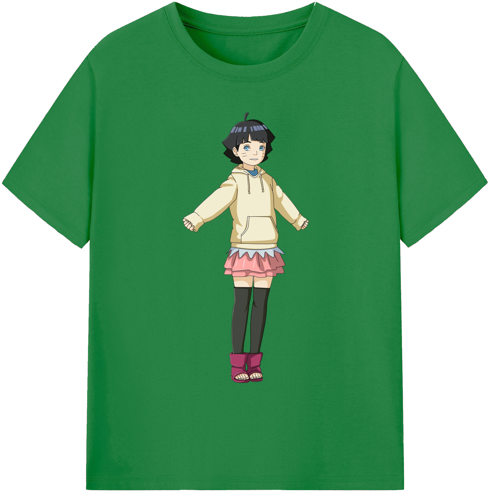 （画像用） NARUTO -ナルト- うずまき ヒマワリ Uzumaki Himawari 綿100％ メンズ半袖Tシャツ｜肌触りやわらか＆通気性
