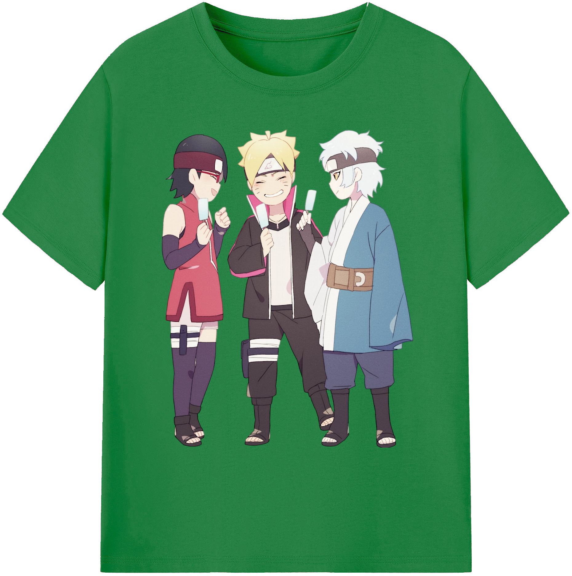 （画像用） NARUTO -ナルト- うちは サラダ Uchiha Sarada 綿100％ メンズ半袖Tシャツ｜肌触りやわらか＆通気性
