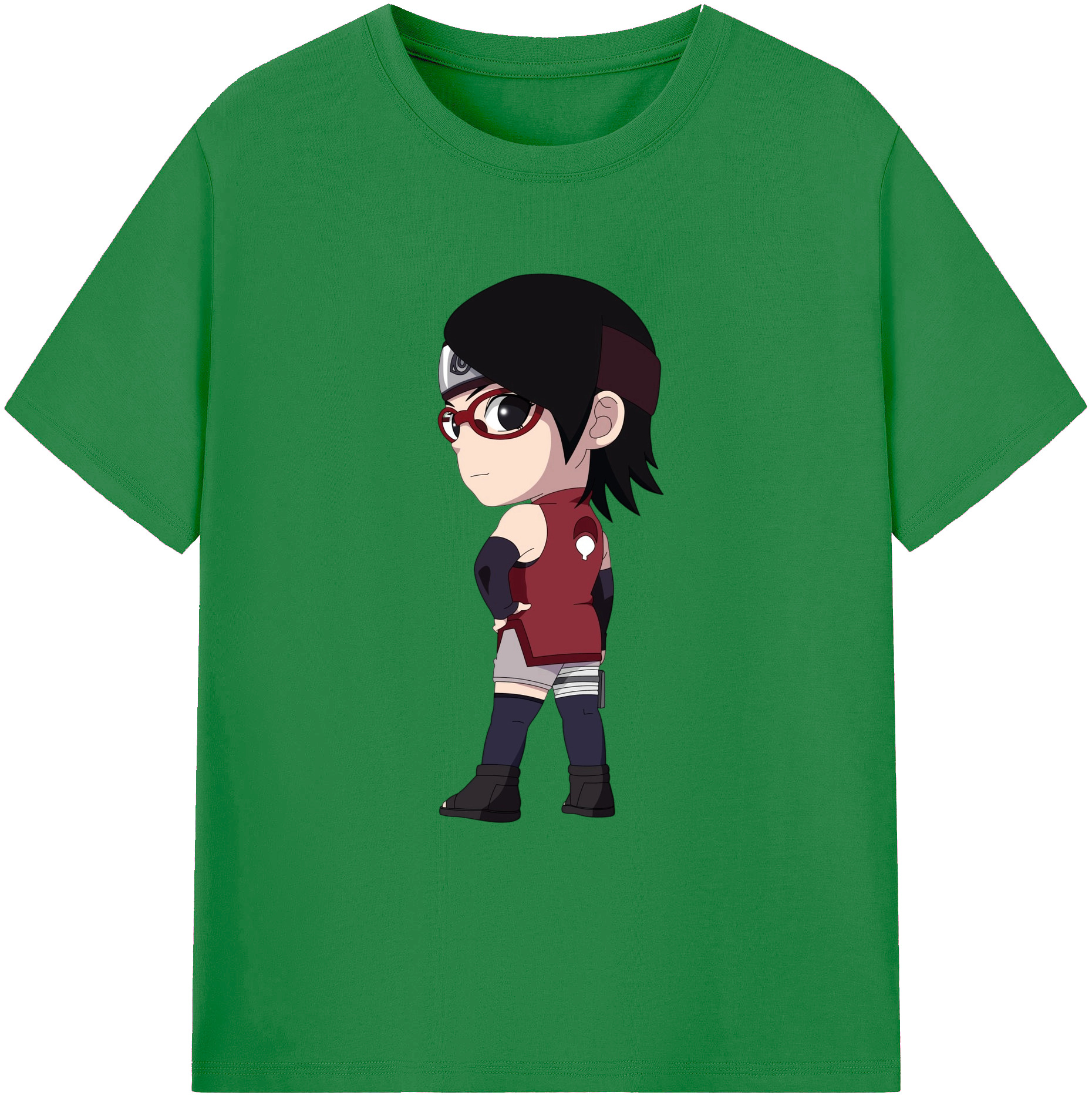 （画像用） NARUTO -ナルト- うちは サラダ Uchiha Sarada 綿100％ メンズ半袖Tシャツ｜肌触りやわらか＆通気性