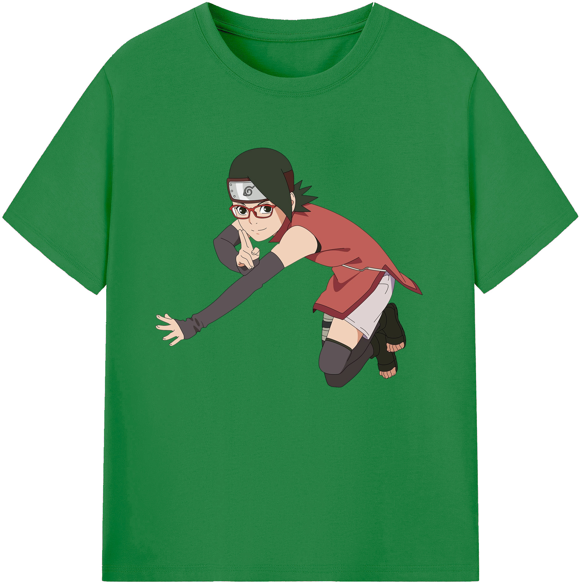 （画像用） NARUTO -ナルト- うちは サラダ Uchiha Sarada 綿100％ メンズ半袖Tシャツ｜肌触りやわらか＆通気性