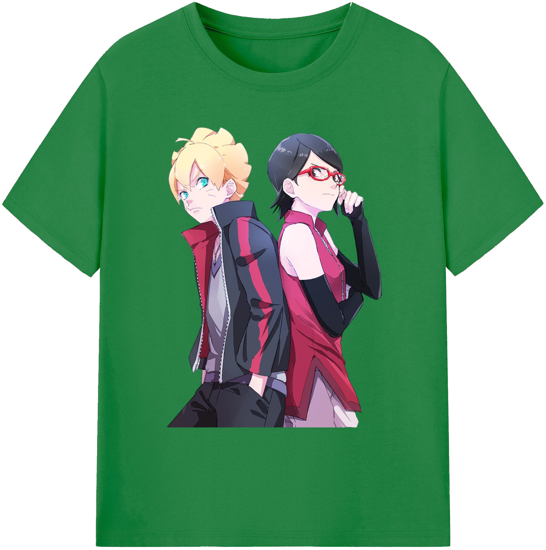 （画像用） NARUTO -ナルト- うちは サラダ Uchiha Sarada 綿100％ メンズ半袖Tシャツ｜肌触りやわらか＆通気性