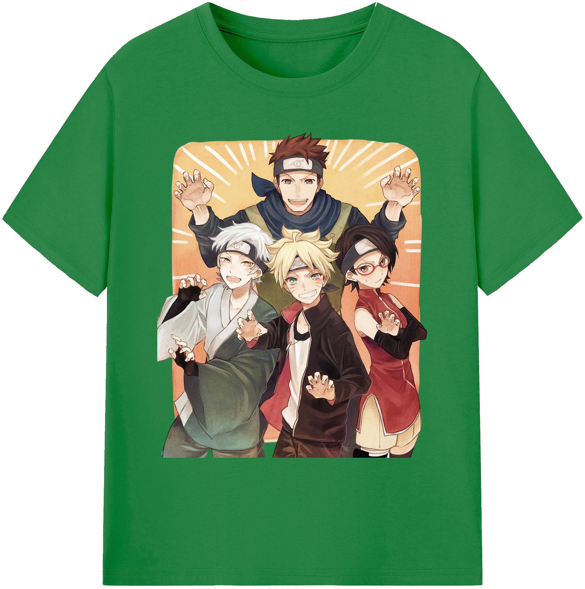 （画像用） NARUTO -ナルト- うちは サラダ Uchiha Sarada 綿100％ メンズ半袖Tシャツ｜肌触りやわらか＆通気性