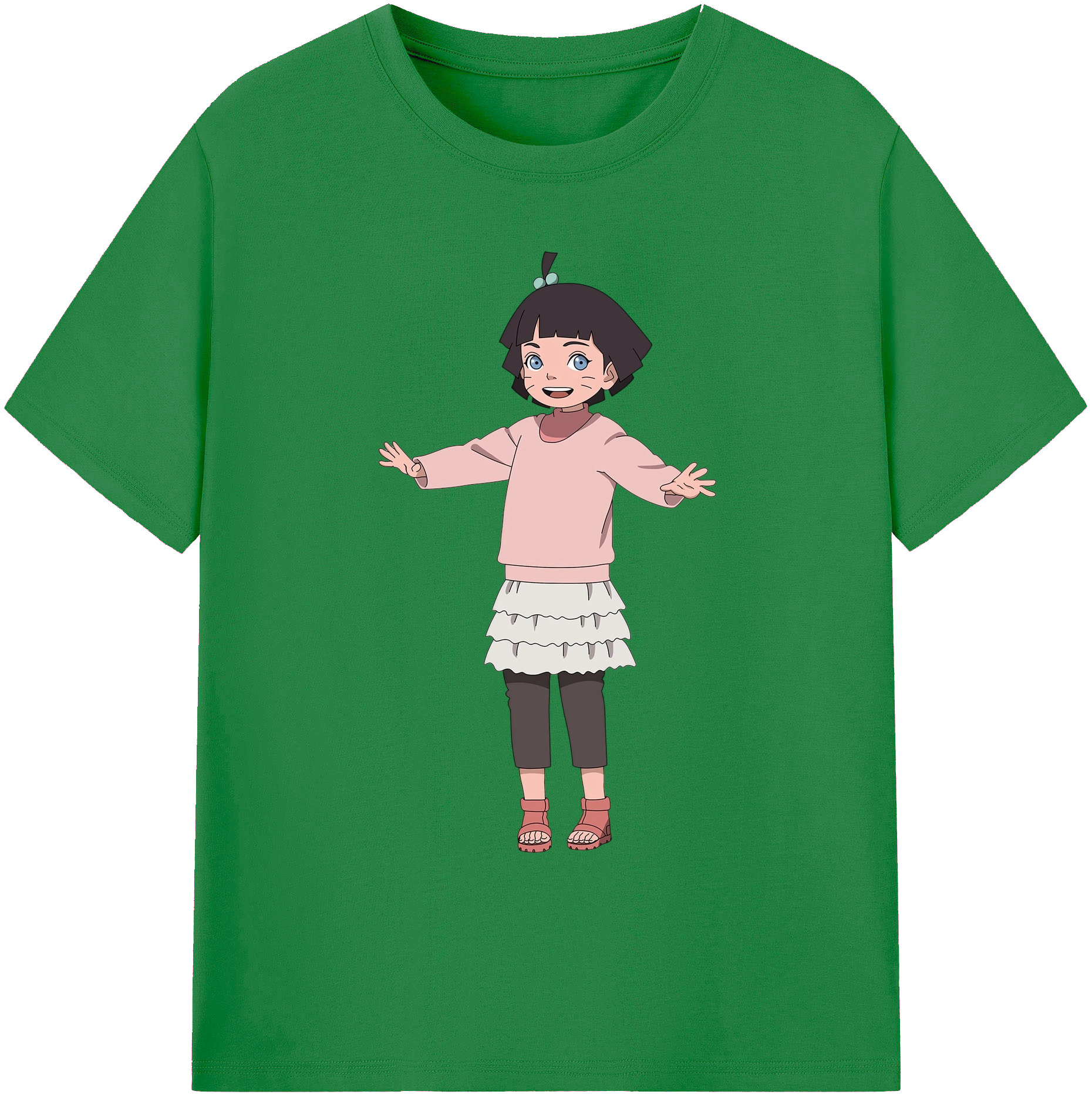 （画像用） NARUTO -ナルト- うずまき ヒマワリ Uzumaki Himawari 綿100％ メンズ半袖Tシャツ｜肌触りやわらか＆通気性