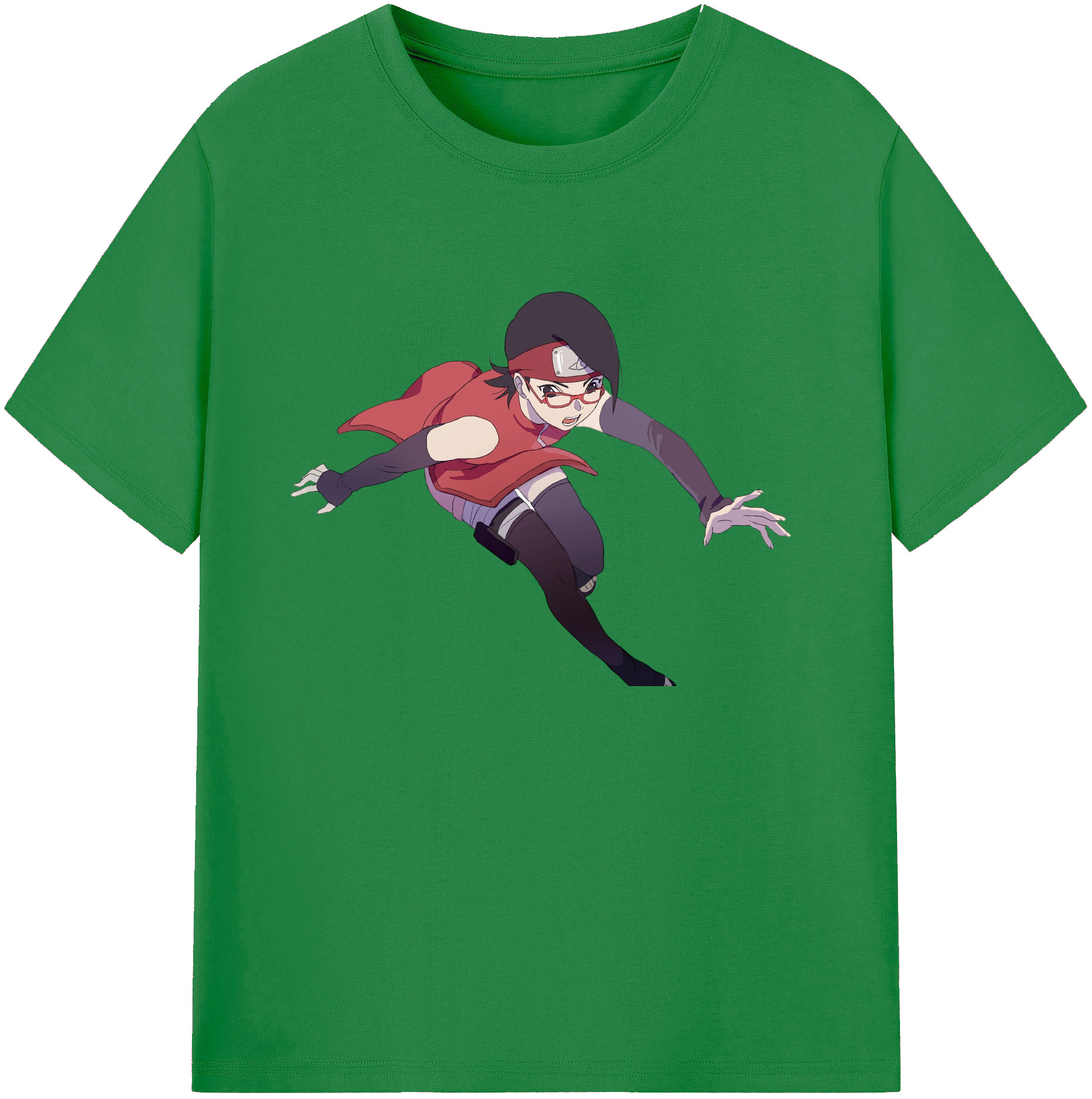 （画像用） NARUTO -ナルト- うちは サラダ Uchiha Sarada 綿100％ メンズ半袖Tシャツ｜肌触りやわらか＆通気性