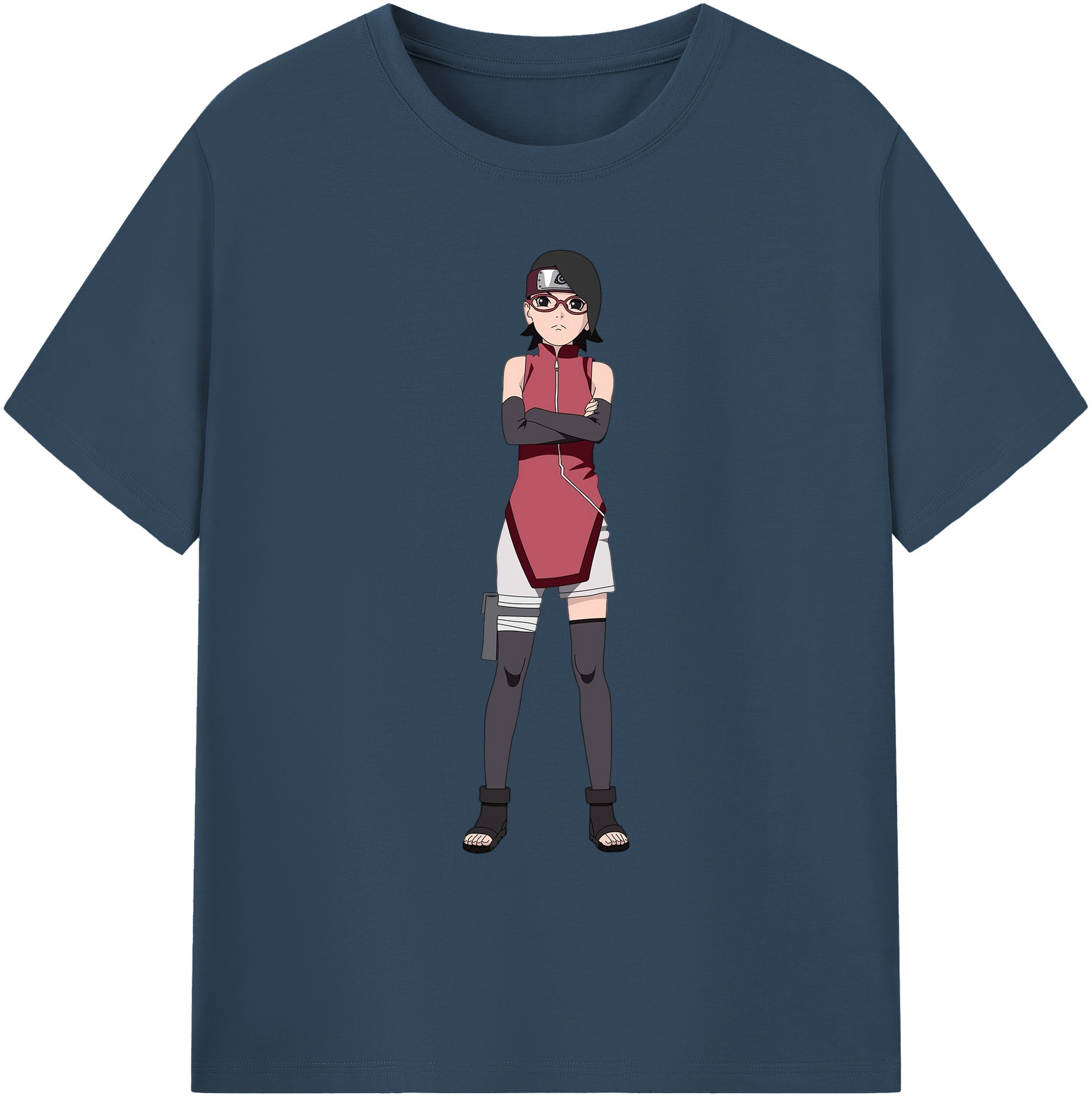 （画像用） NARUTO -ナルト- うちは サラダ Uchiha Sarada 綿100％ メンズ半袖Tシャツ｜肌触りやわらか＆通気性