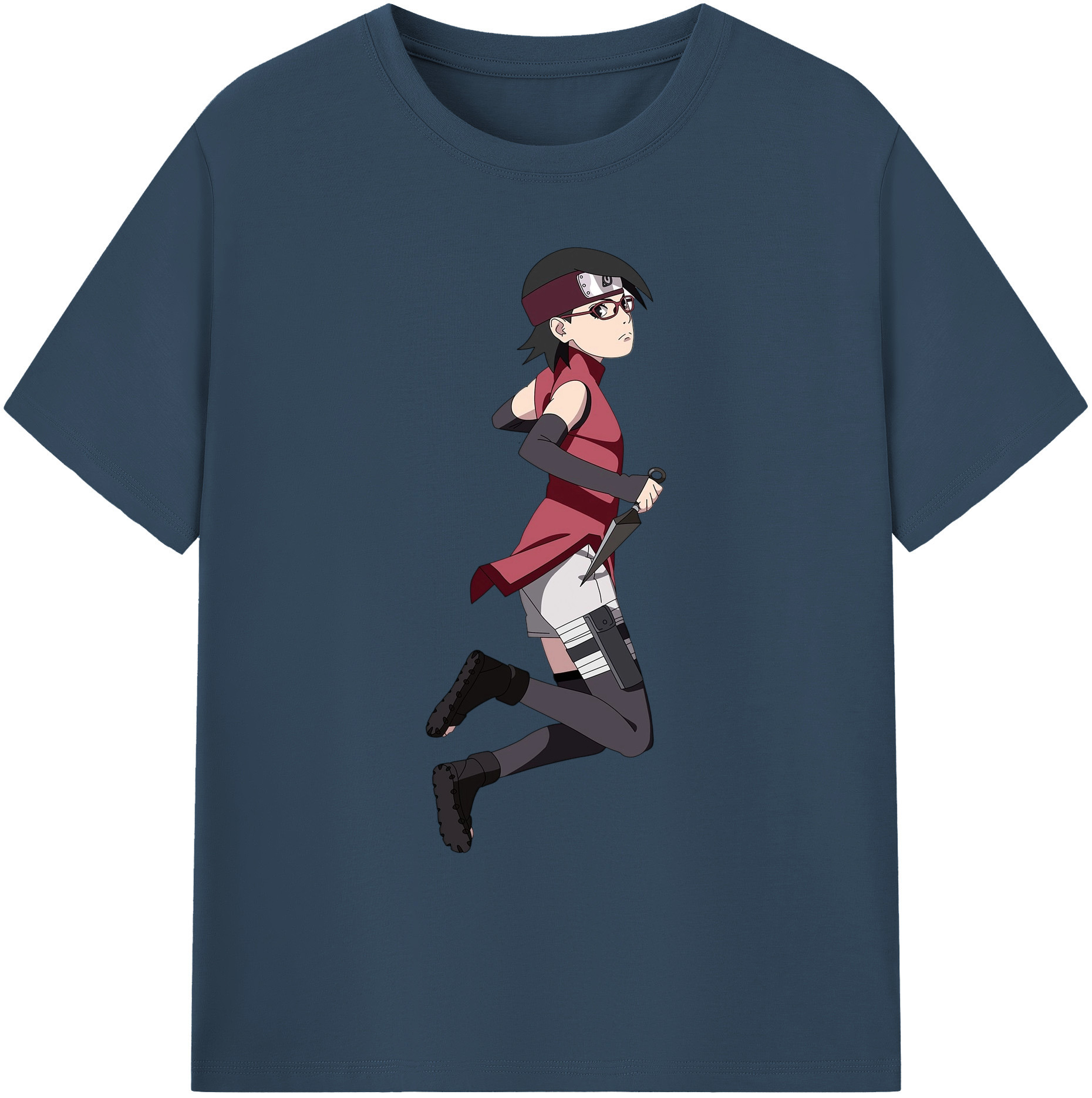 （画像用） NARUTO -ナルト- うちは サラダ Uchiha Sarada 綿100％ メンズ半袖Tシャツ｜肌触りやわらか＆通気性