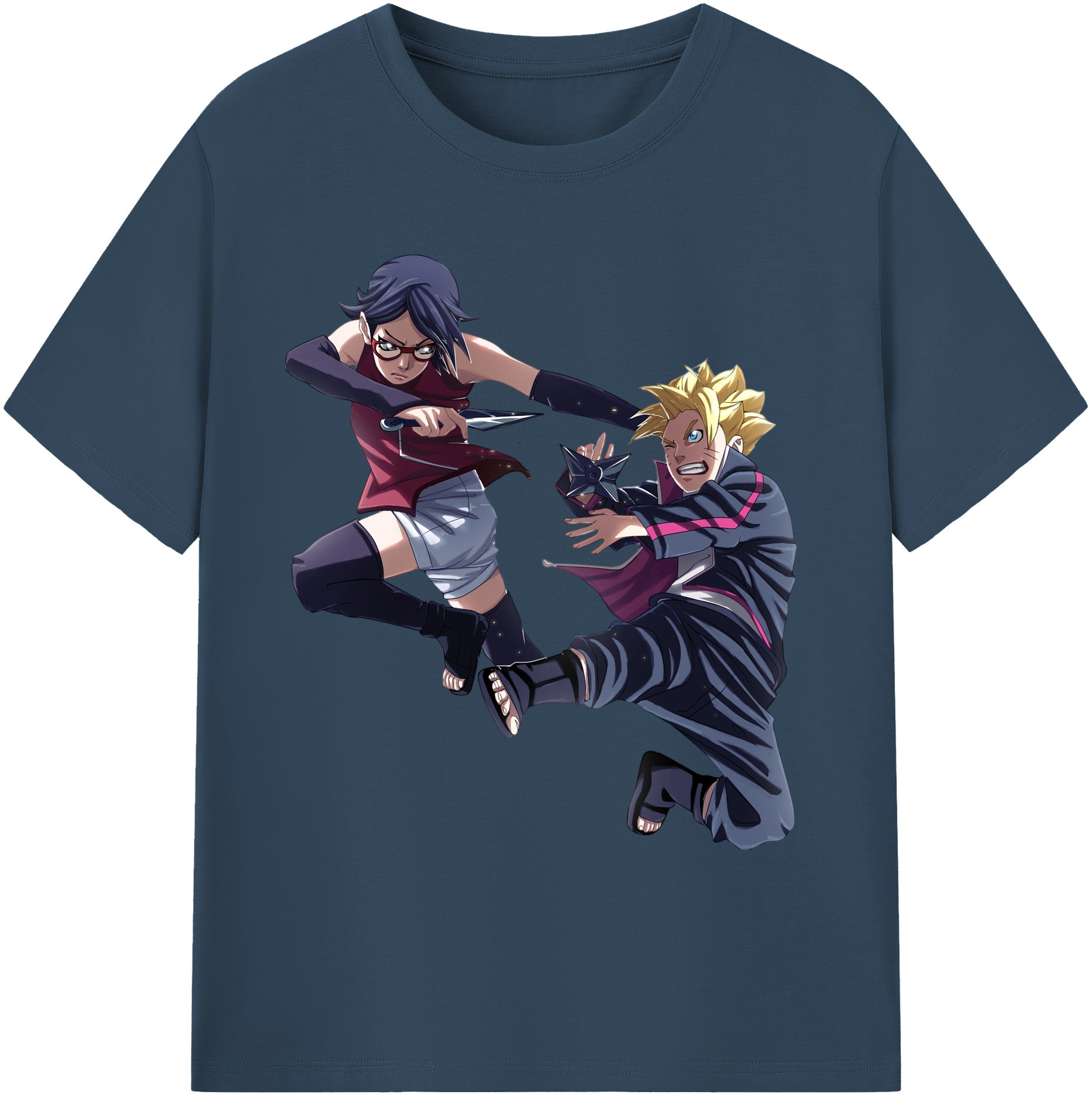 （画像用） NARUTO -ナルト- うちは サラダ Uchiha Sarada 綿100％ メンズ半袖Tシャツ｜肌触りやわらか＆通気性