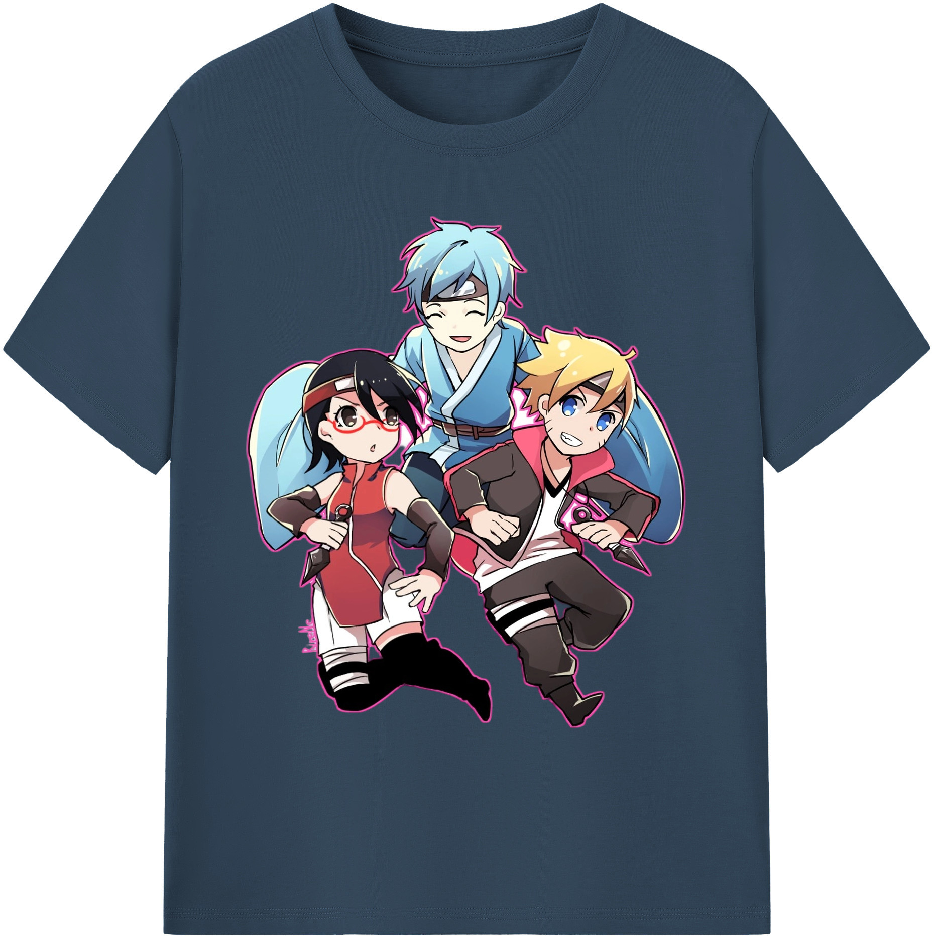 （画像用） NARUTO -ナルト- うちは サラダ Uchiha Sarada 綿100％ メンズ半袖Tシャツ｜肌触りやわらか＆通気性