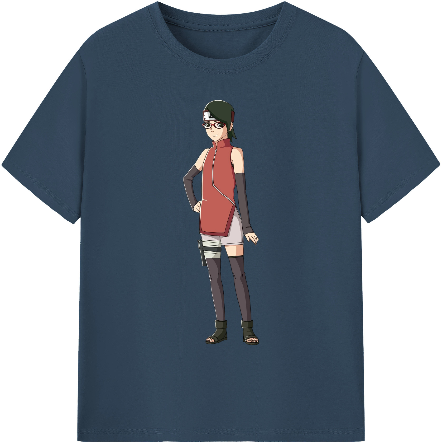 （画像用） NARUTO -ナルト- うちは サラダ Uchiha Sarada 綿100％ メンズ半袖Tシャツ｜肌触りやわらか＆通気性