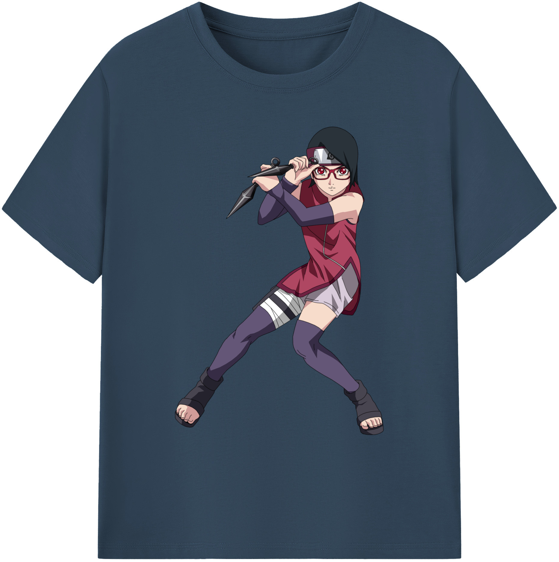 （画像用） NARUTO -ナルト- うちは サラダ Uchiha Sarada 綿100％ メンズ半袖Tシャツ｜肌触りやわらか＆通気性