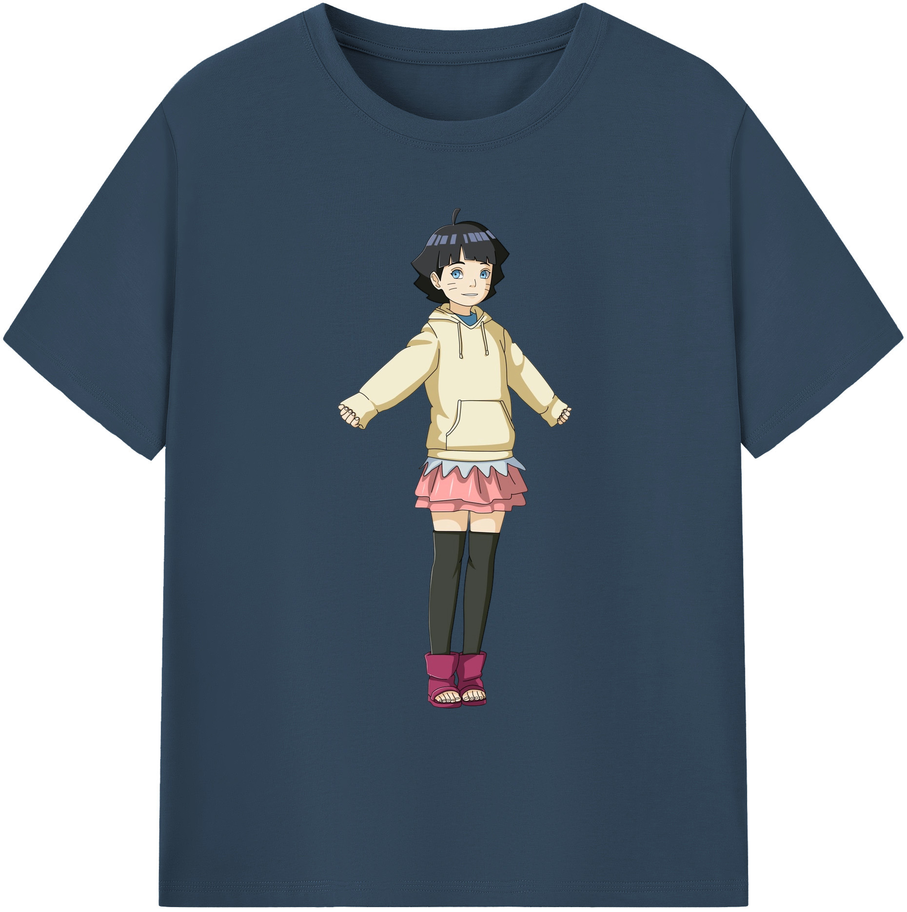 （画像用） NARUTO -ナルト- うずまき ヒマワリ Uzumaki Himawari 綿100％ メンズ半袖Tシャツ｜肌触りやわらか＆通気性