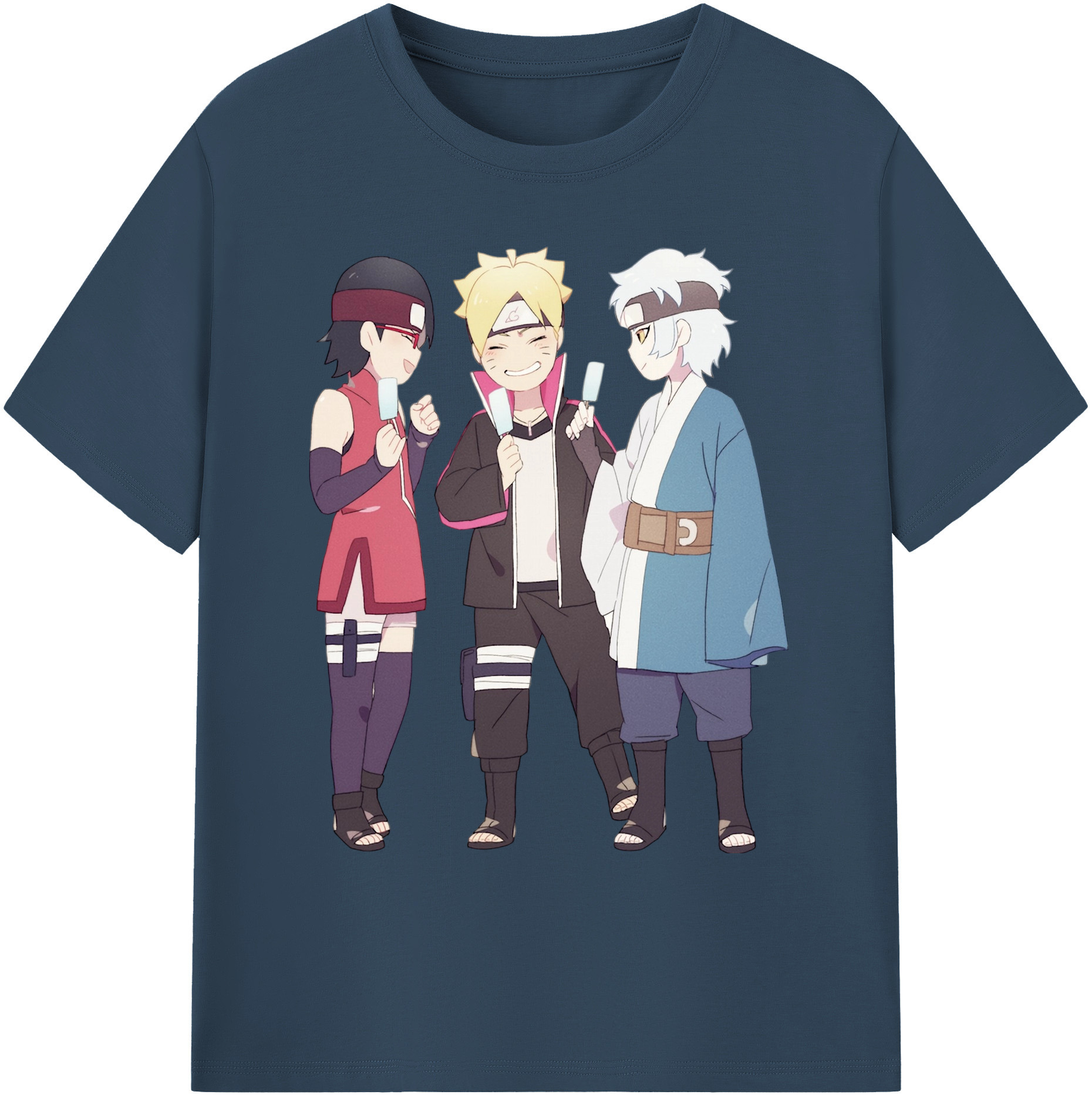 （画像用） NARUTO -ナルト- うちは サラダ Uchiha Sarada 綿100％ メンズ半袖Tシャツ｜肌触りやわらか＆通気性