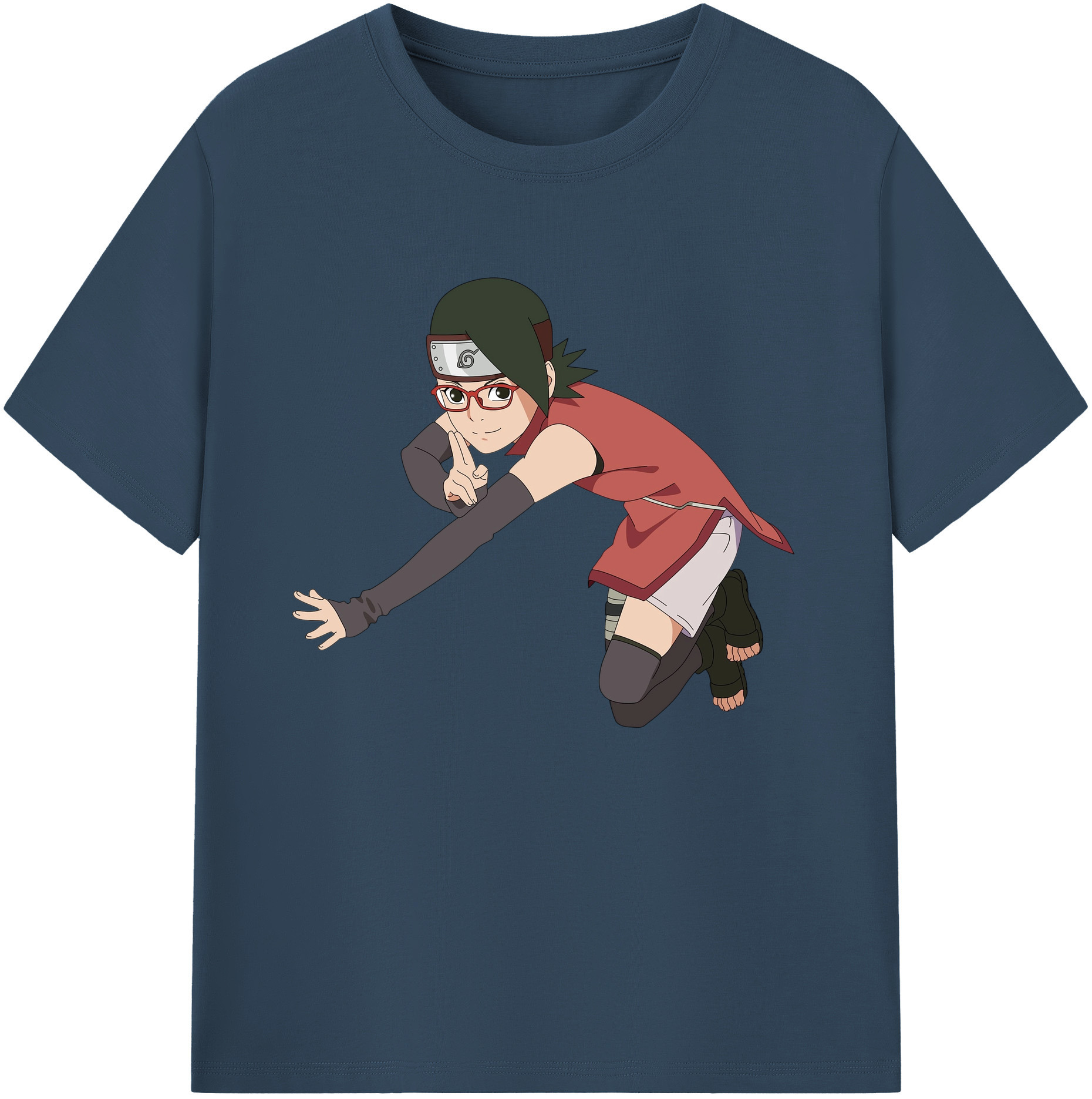 （画像用） NARUTO -ナルト- うちは サラダ Uchiha Sarada 綿100％ メンズ半袖Tシャツ｜肌触りやわらか＆通気性