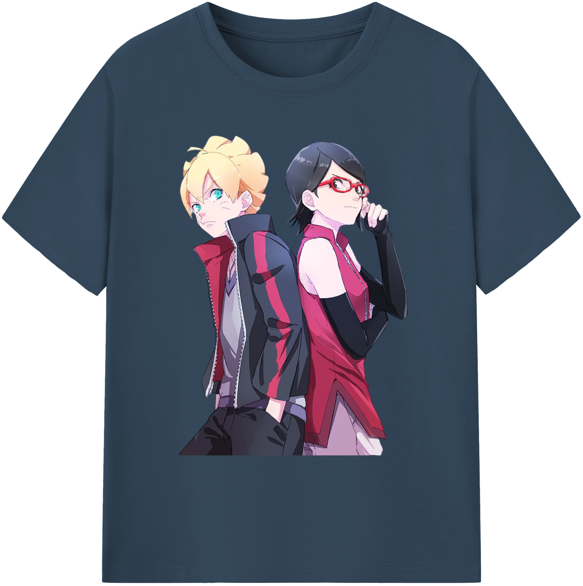 （画像用） NARUTO -ナルト- うちは サラダ Uchiha Sarada 綿100％ メンズ半袖Tシャツ｜肌触りやわらか＆通気性