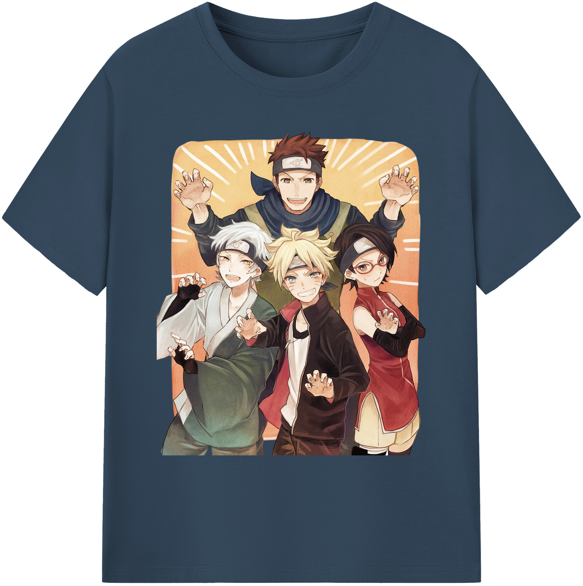 （画像用） NARUTO -ナルト- うちは サラダ Uchiha Sarada 綿100％ メンズ半袖Tシャツ｜肌触りやわらか＆通気性