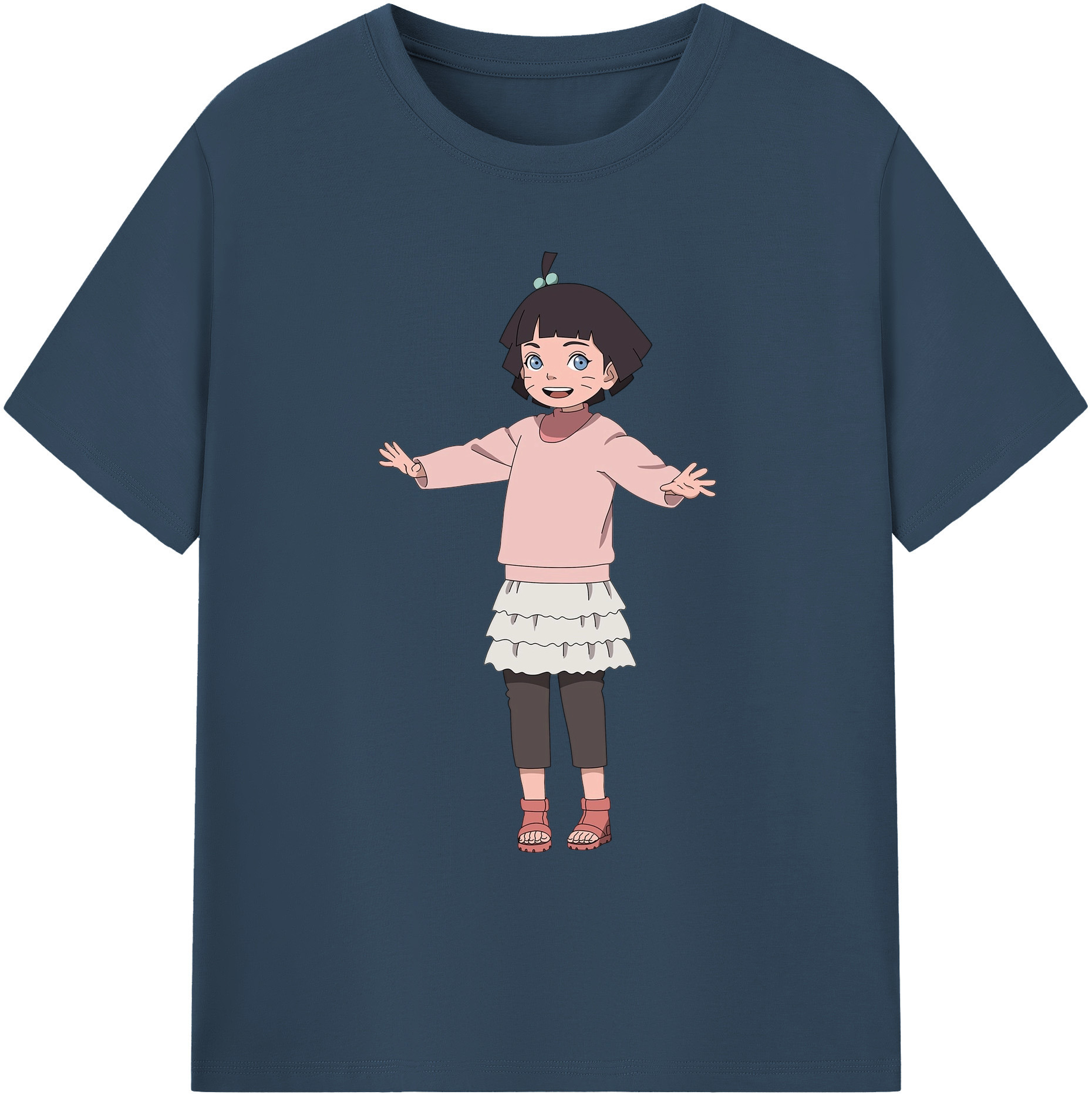 （画像用） NARUTO -ナルト- うずまき ヒマワリ Uzumaki Himawari 綿100％ メンズ半袖Tシャツ｜肌触りやわらか＆通気性