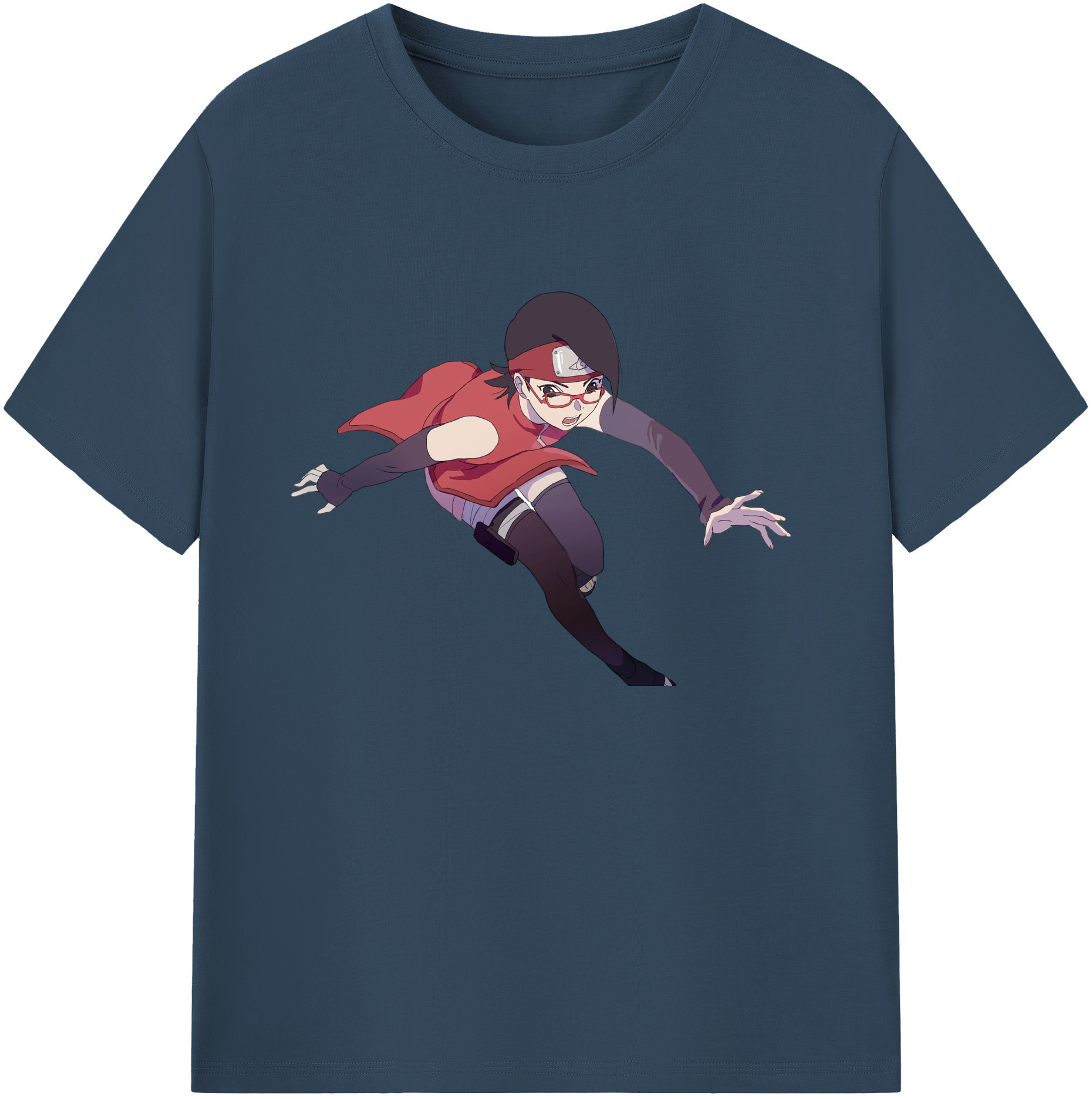 （画像用） NARUTO -ナルト- うちは サラダ Uchiha Sarada 綿100％ メンズ半袖Tシャツ｜肌触りやわらか＆通気性