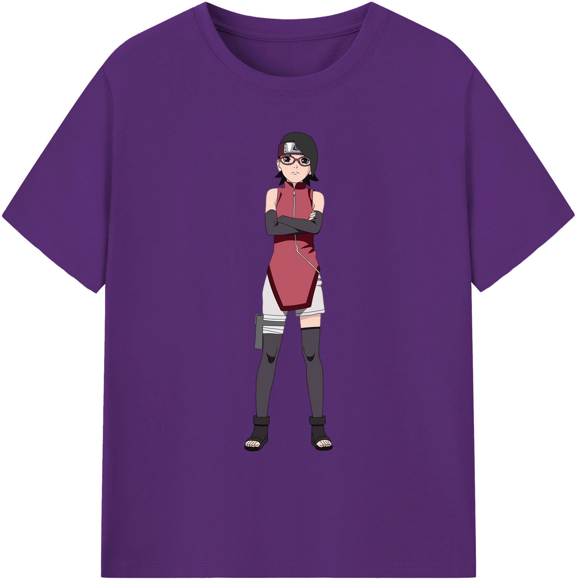 （画像用） NARUTO -ナルト- うちは サラダ Uchiha Sarada 綿100％ メンズ半袖Tシャツ｜肌触りやわらか＆通気性