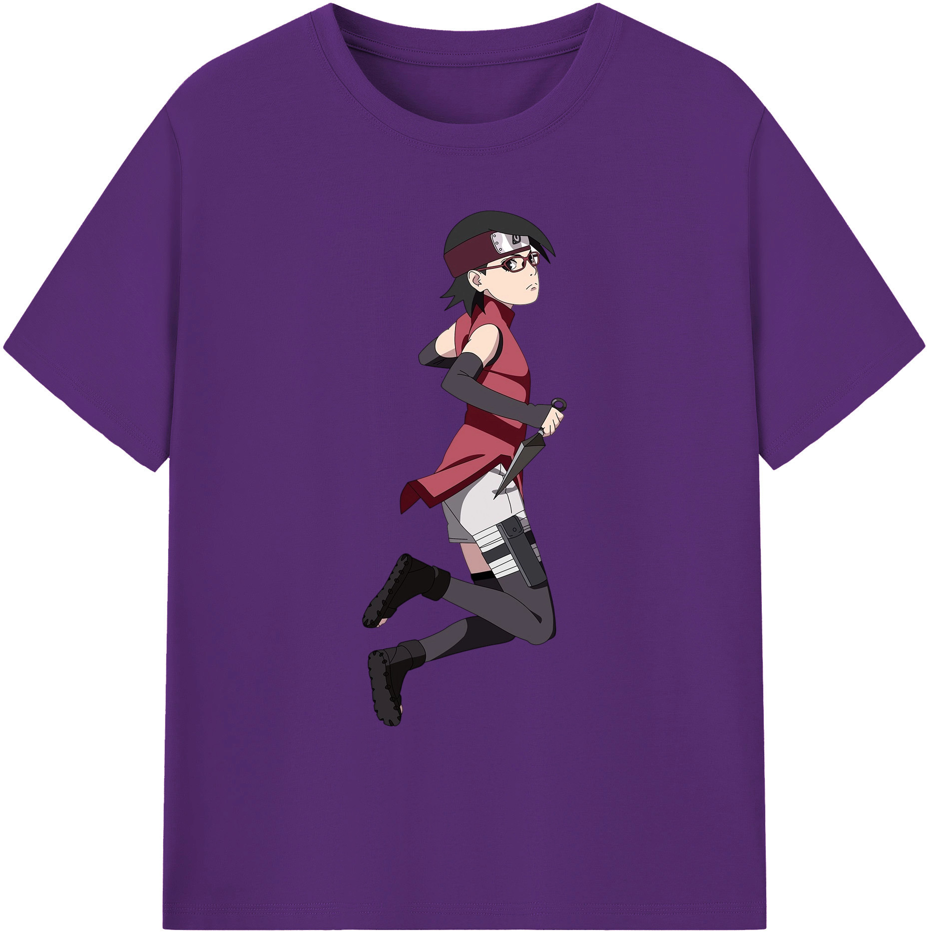 （画像用） NARUTO -ナルト- うちは サラダ Uchiha Sarada 綿100％ メンズ半袖Tシャツ｜肌触りやわらか＆通気性
