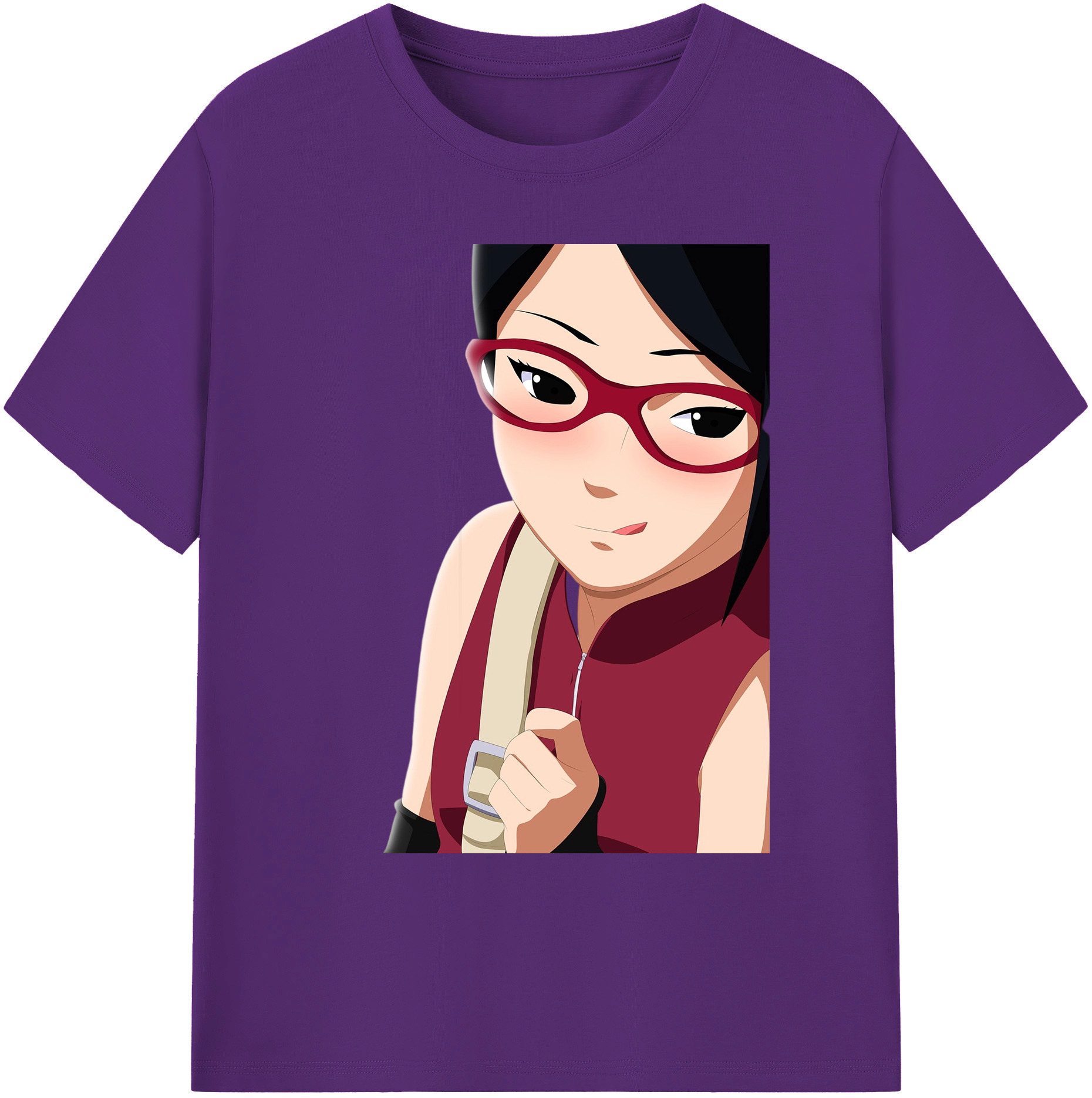 （画像用） NARUTO -ナルト- うちは サラダ Uchiha Sarada 綿100％ メンズ半袖Tシャツ｜肌触りやわらか＆通気性